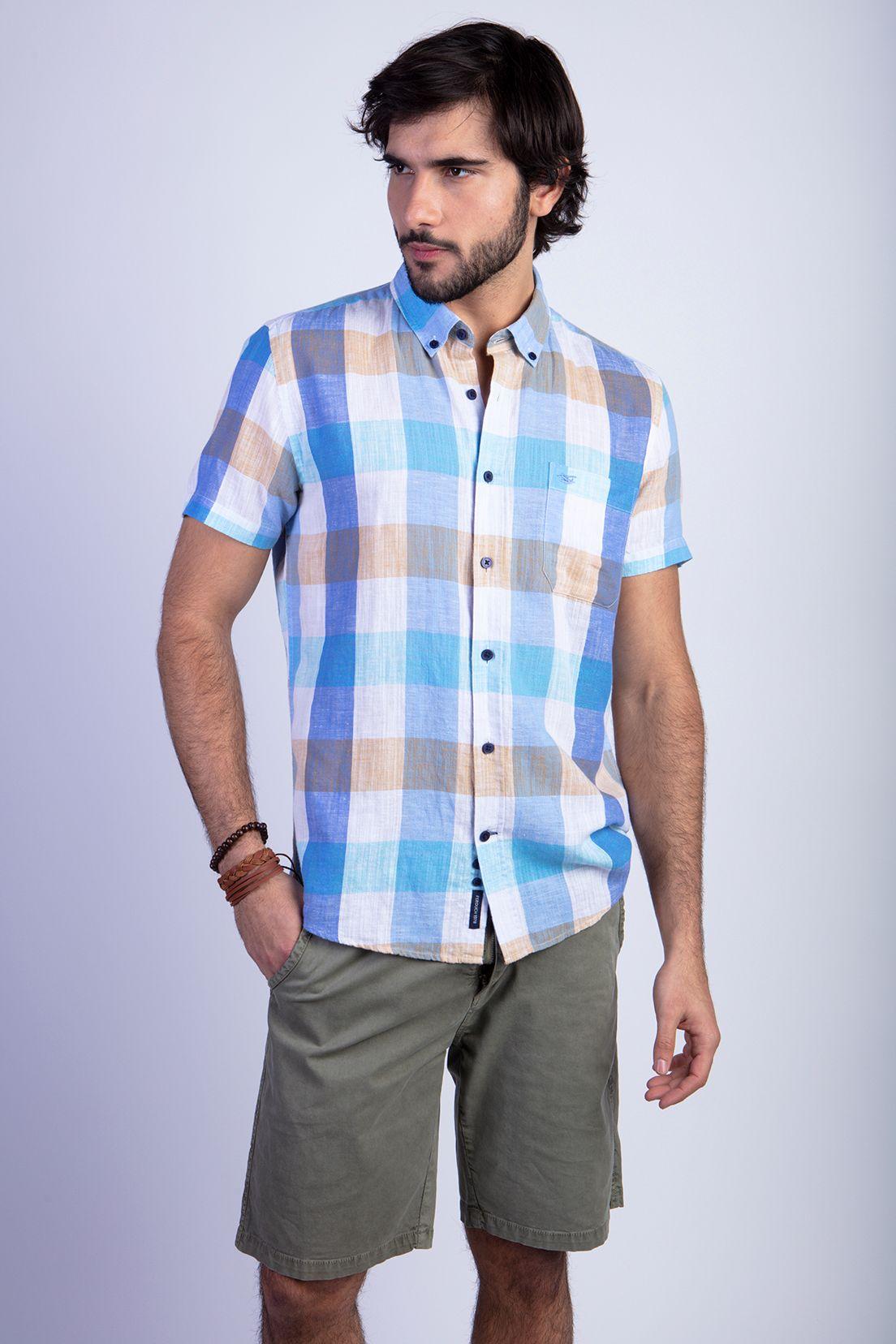Camisa Cuadro Color F Blue-0