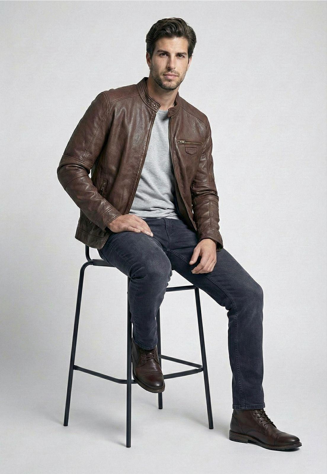 Chaqueta De Cuero Memphis Dk Camel-4