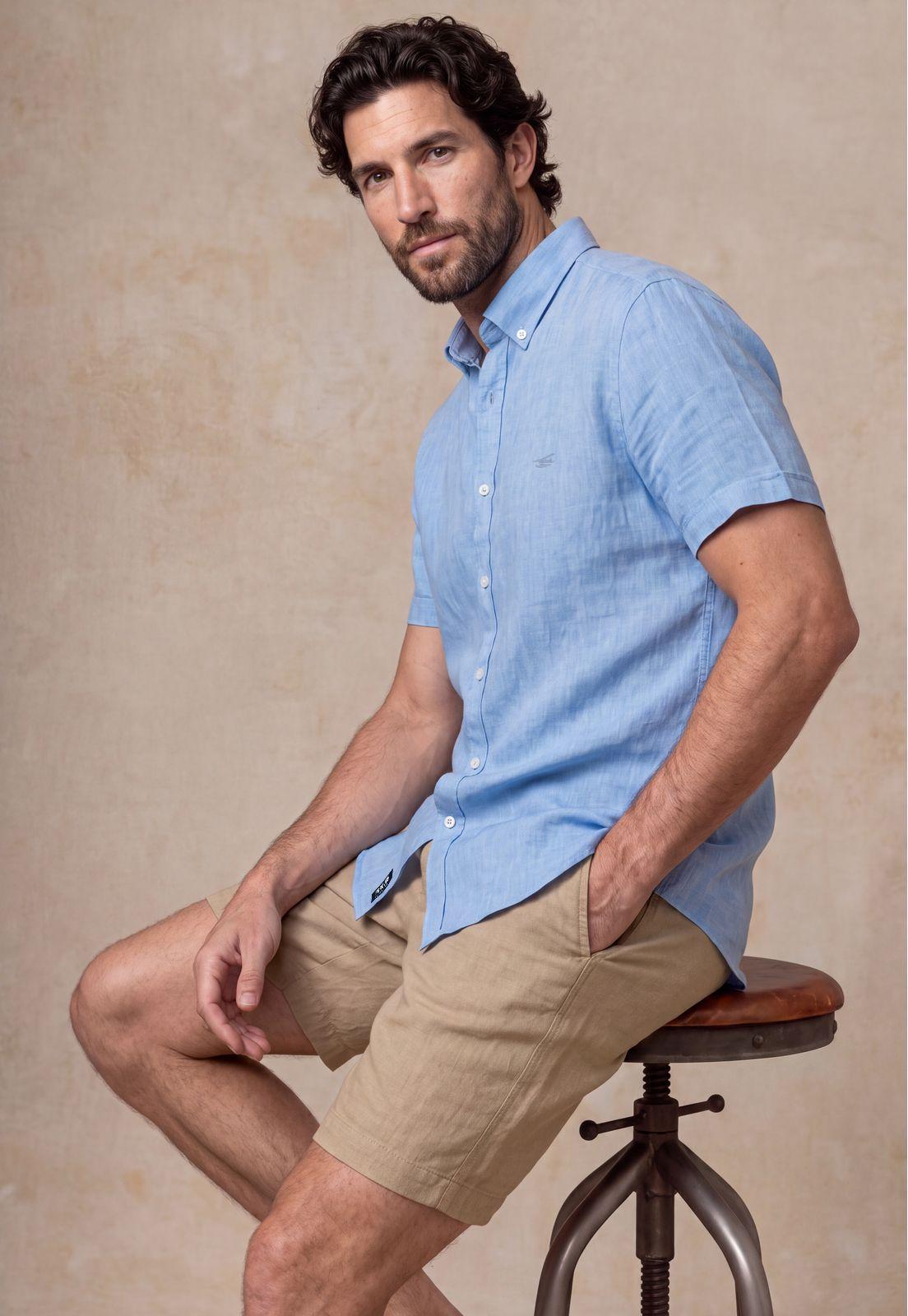 Camisa Sport Lino Atlanta Sky-4