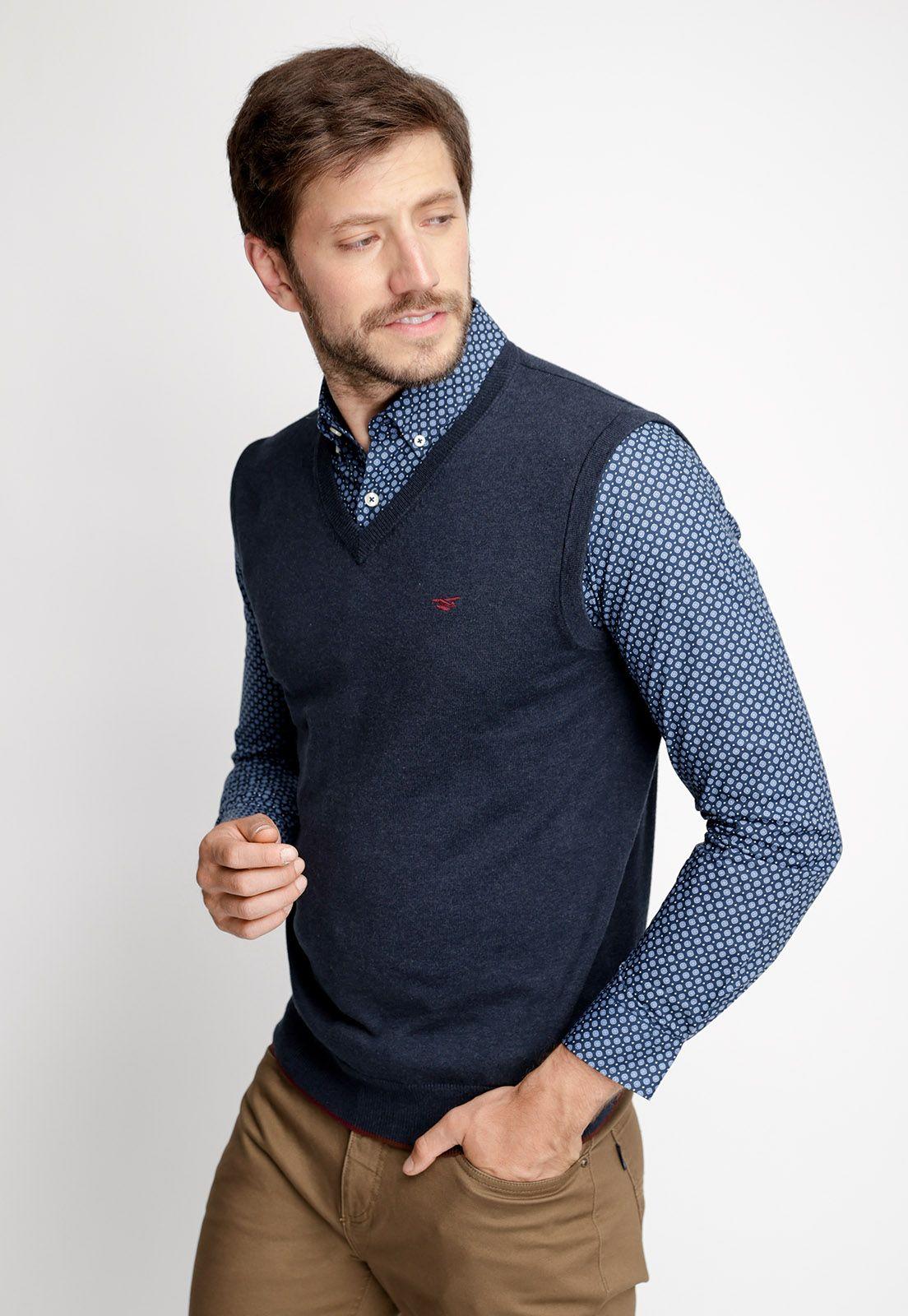 Sweater Sin Mangas Smart Casual Navy Melange-0