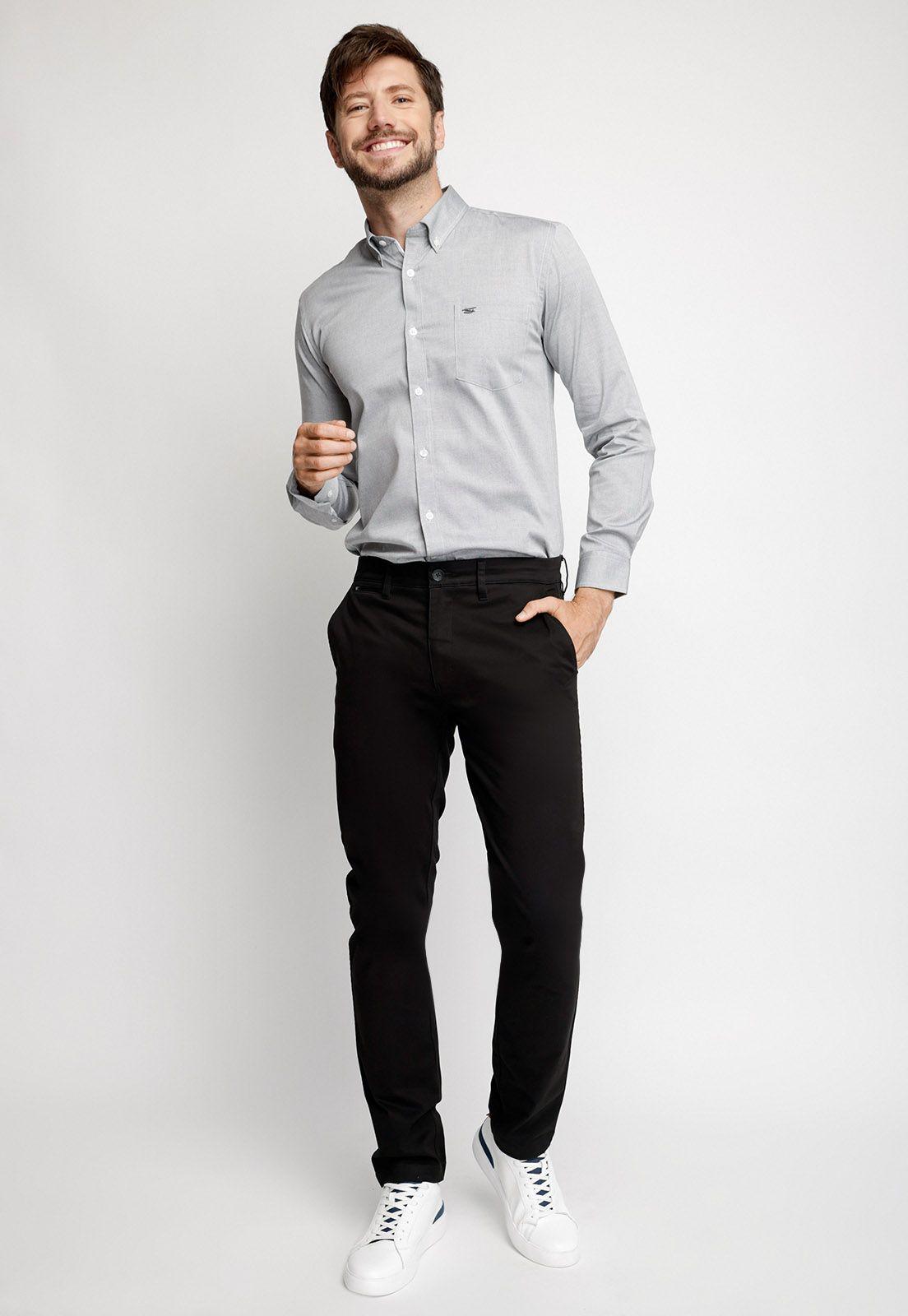 Pantalón Twill Sin Pliegues Slim L/33 Black-3