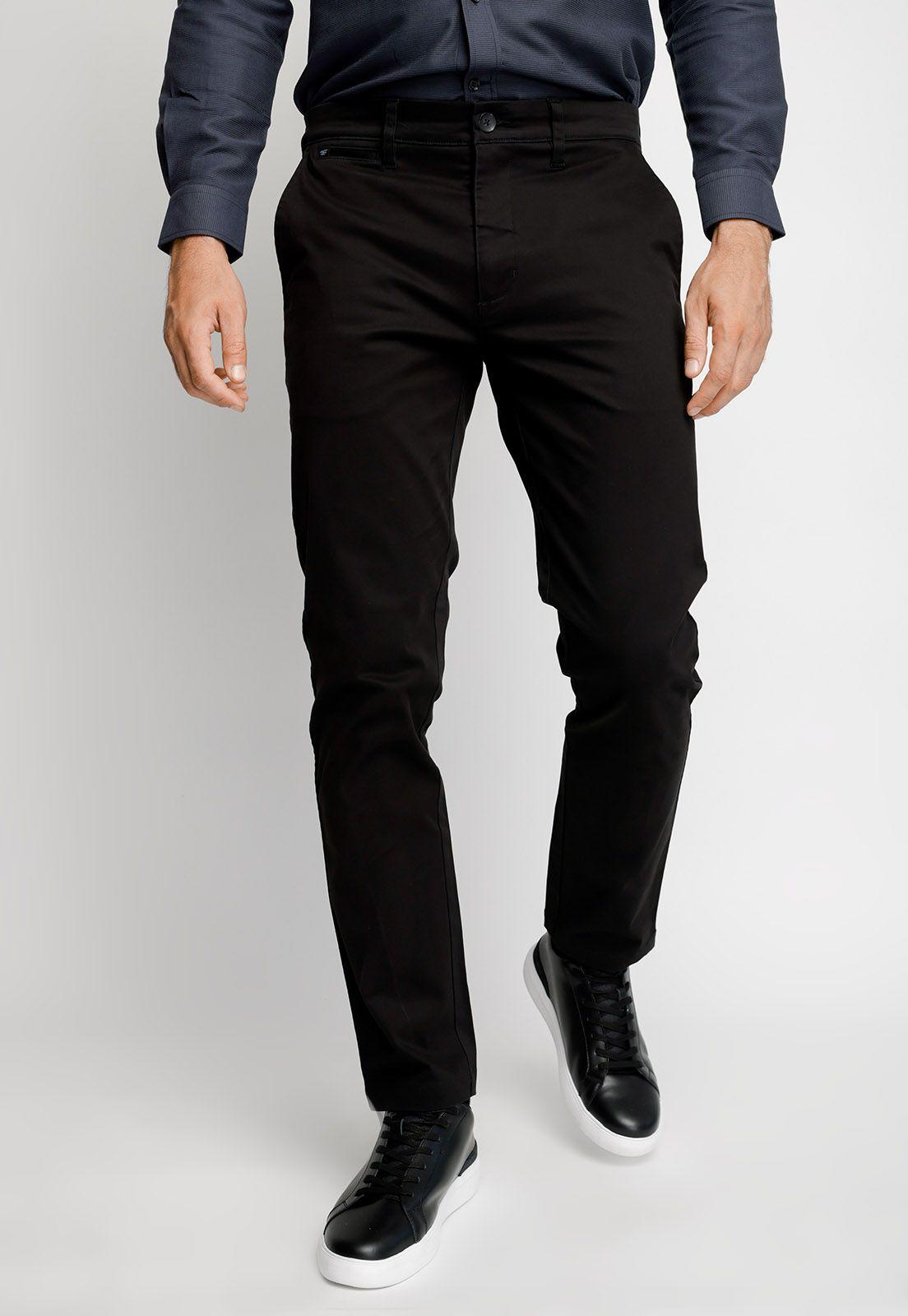 Pantalón Twill Sin Pliegues Slim L/31 Black-0