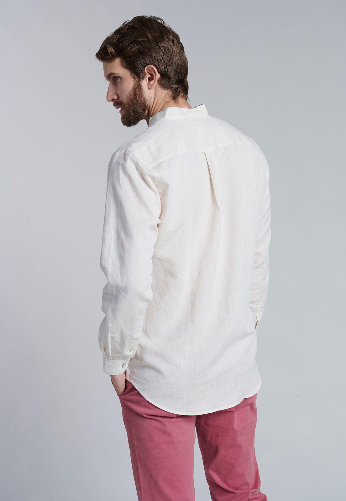 Camisa Lino Cuello Mao  F Sand-3