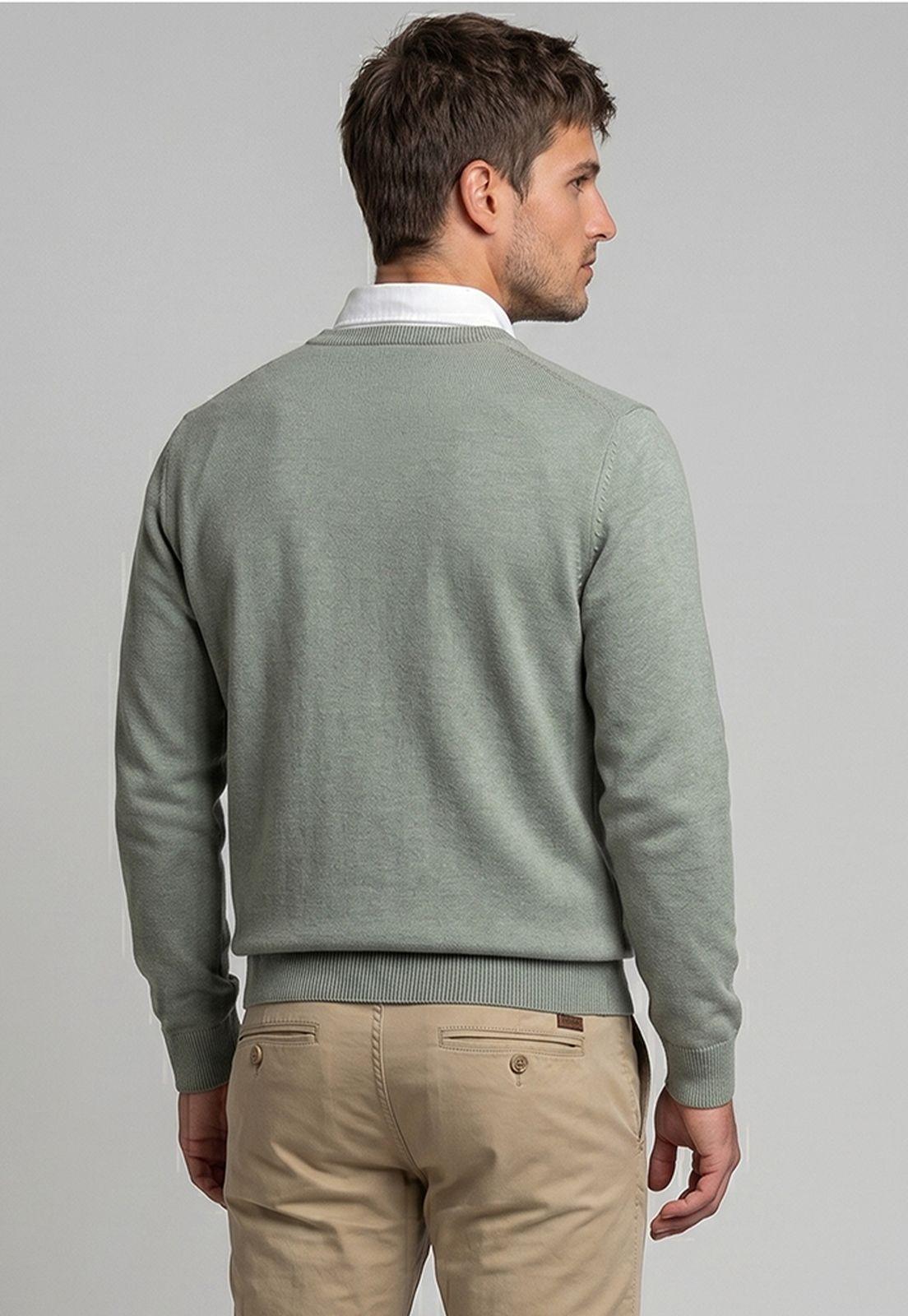 Sweater Arizona V-Neck Solido Salvia-2