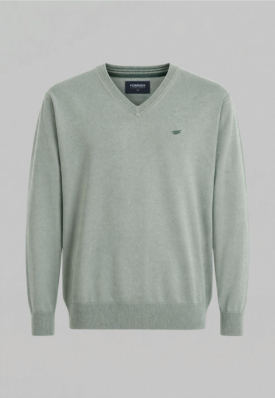 Sweater Arizona V-Neck Solido Salvia-4