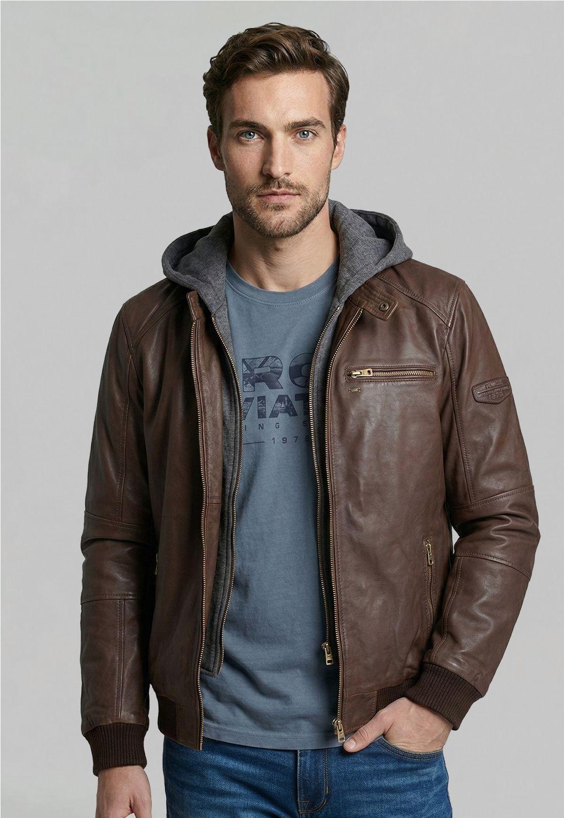 Chaqueta De Cuero Covington Dk Brown-0