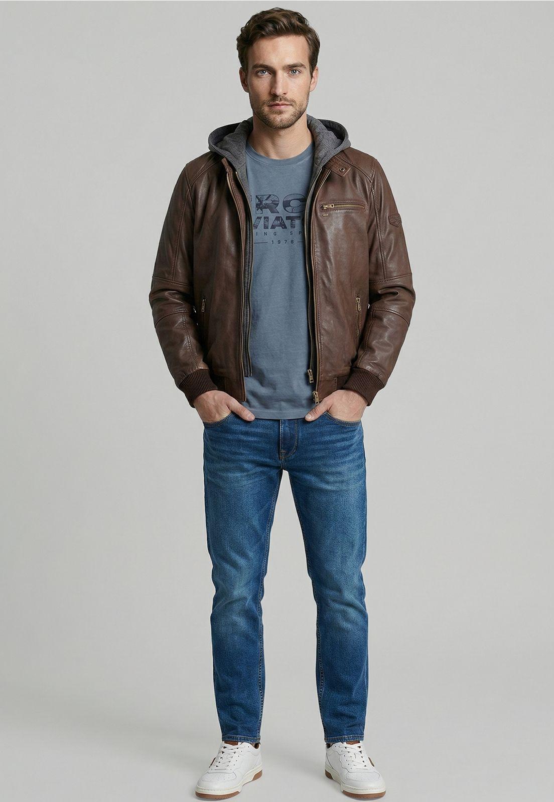 Chaqueta De Cuero Covington Dk Brown-1