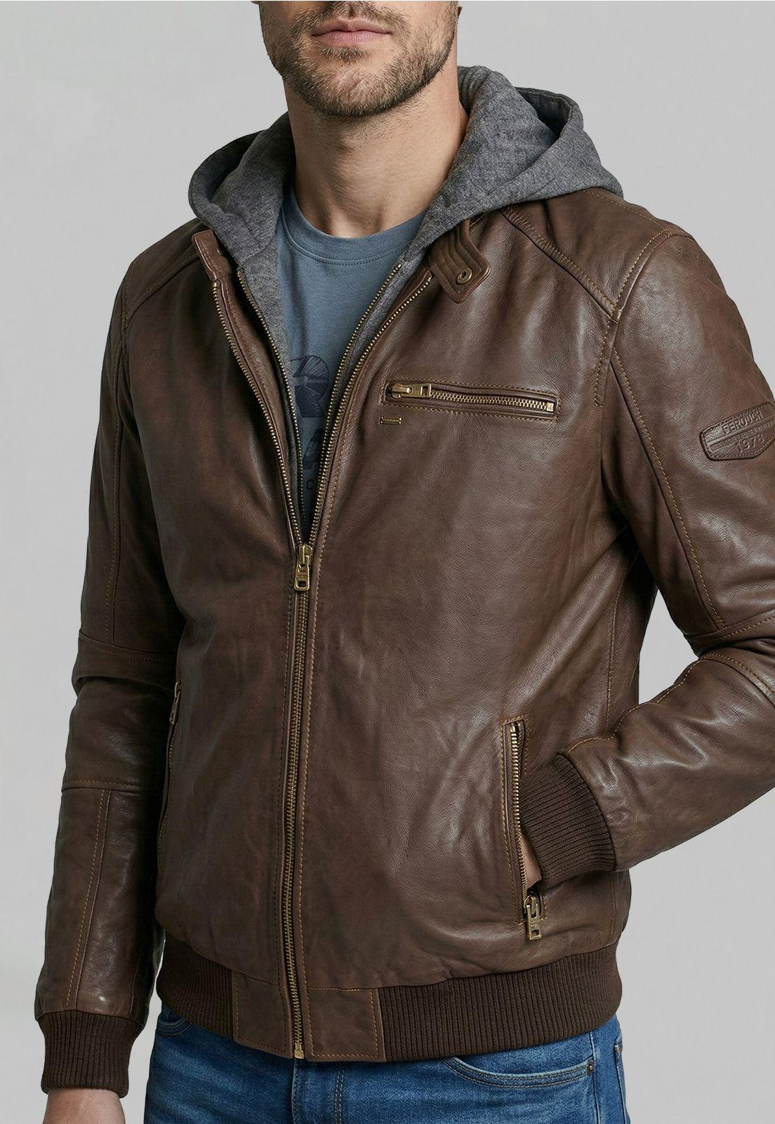 Chaqueta De Cuero Covington Dk Brown-2
