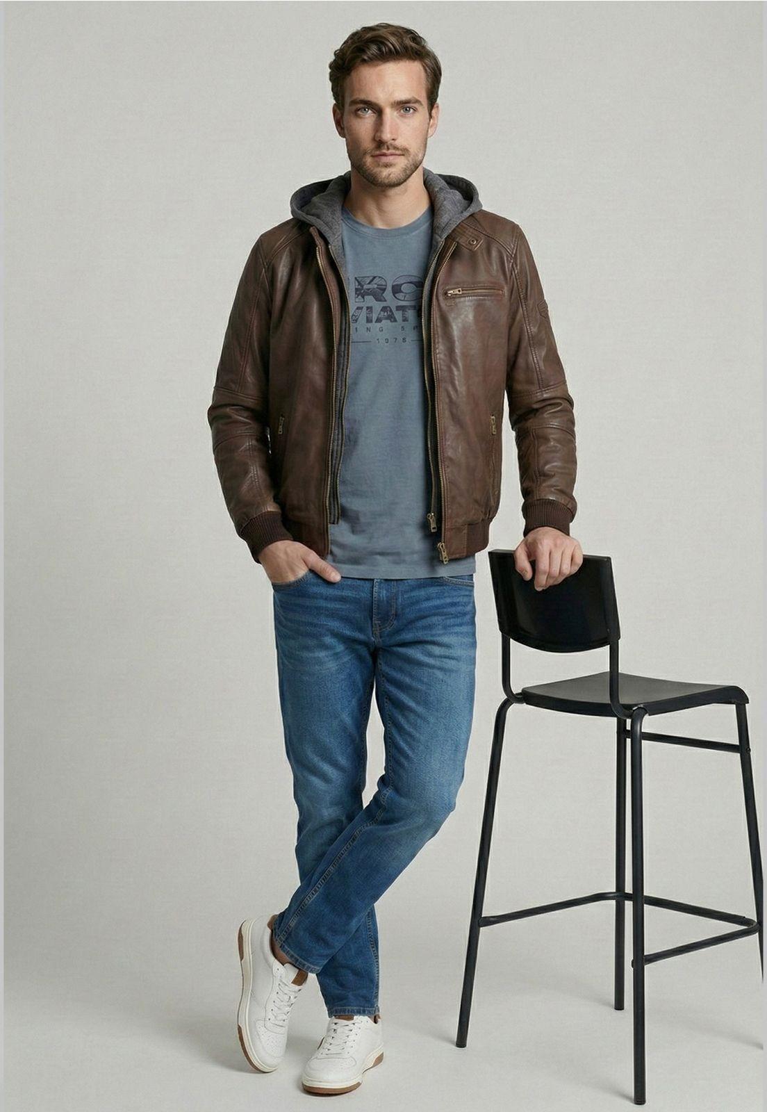 Chaqueta De Cuero Covington Dk Brown-4