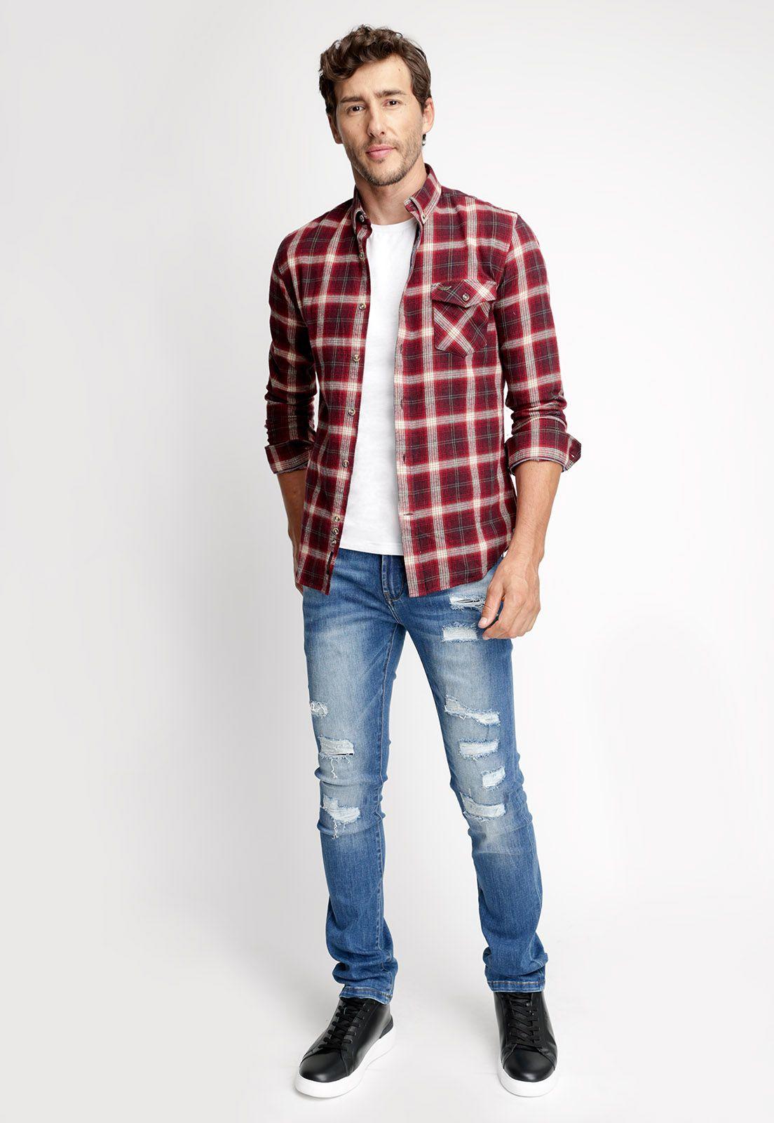 Camisa Checkered Colorado Fj Wine-3