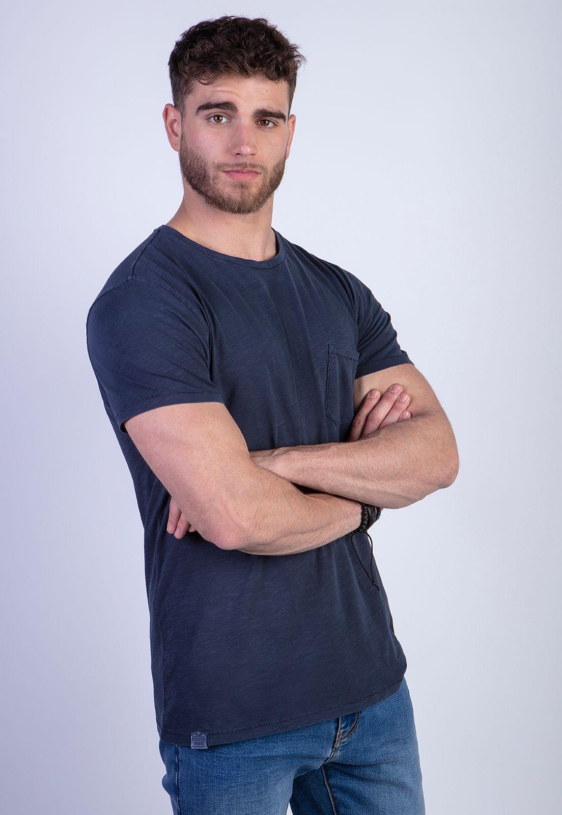 Polera Básica Bolsillo Slub Boston Navy-0