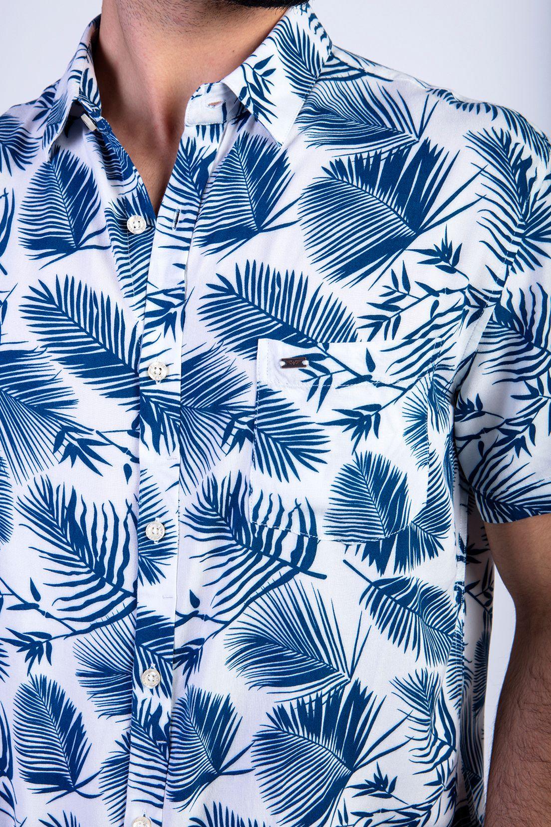 Camisa Estampada Palmera Fj Blue-3