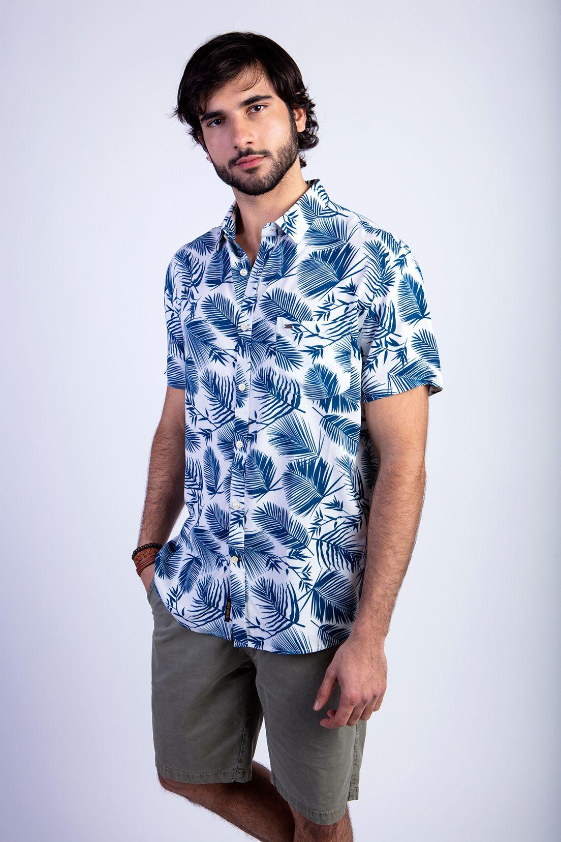 Camisa Estampada Palmera Fj Blue-0