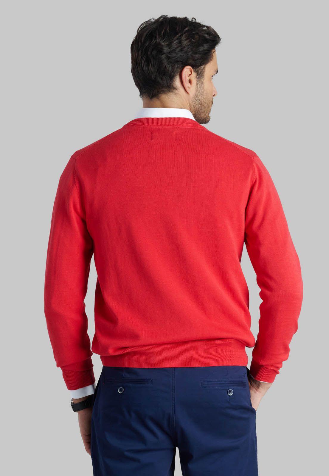 Sweater V Neck Solido Dk Coral-3