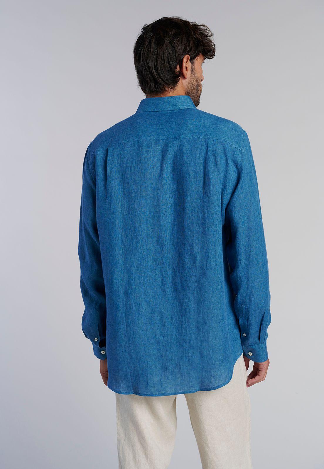 Camisa Lino Melange F Indigo Melange-3