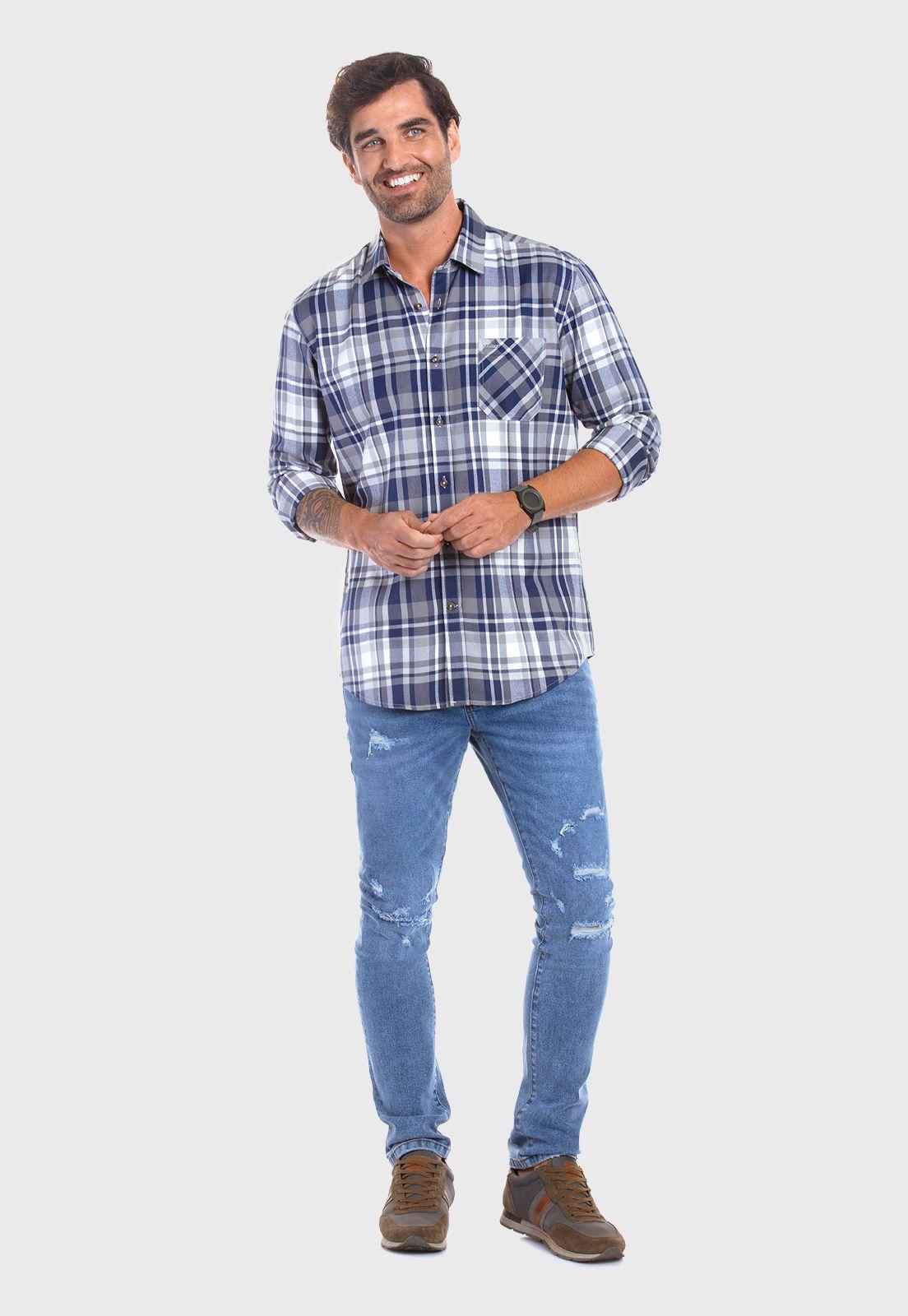 CAMISA CHECKERED DENVER F NAVY-1