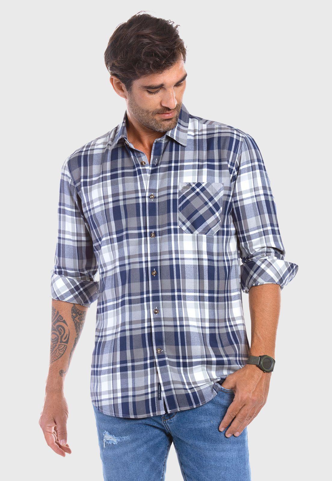 CAMISA CHECKERED DENVER F NAVY-0