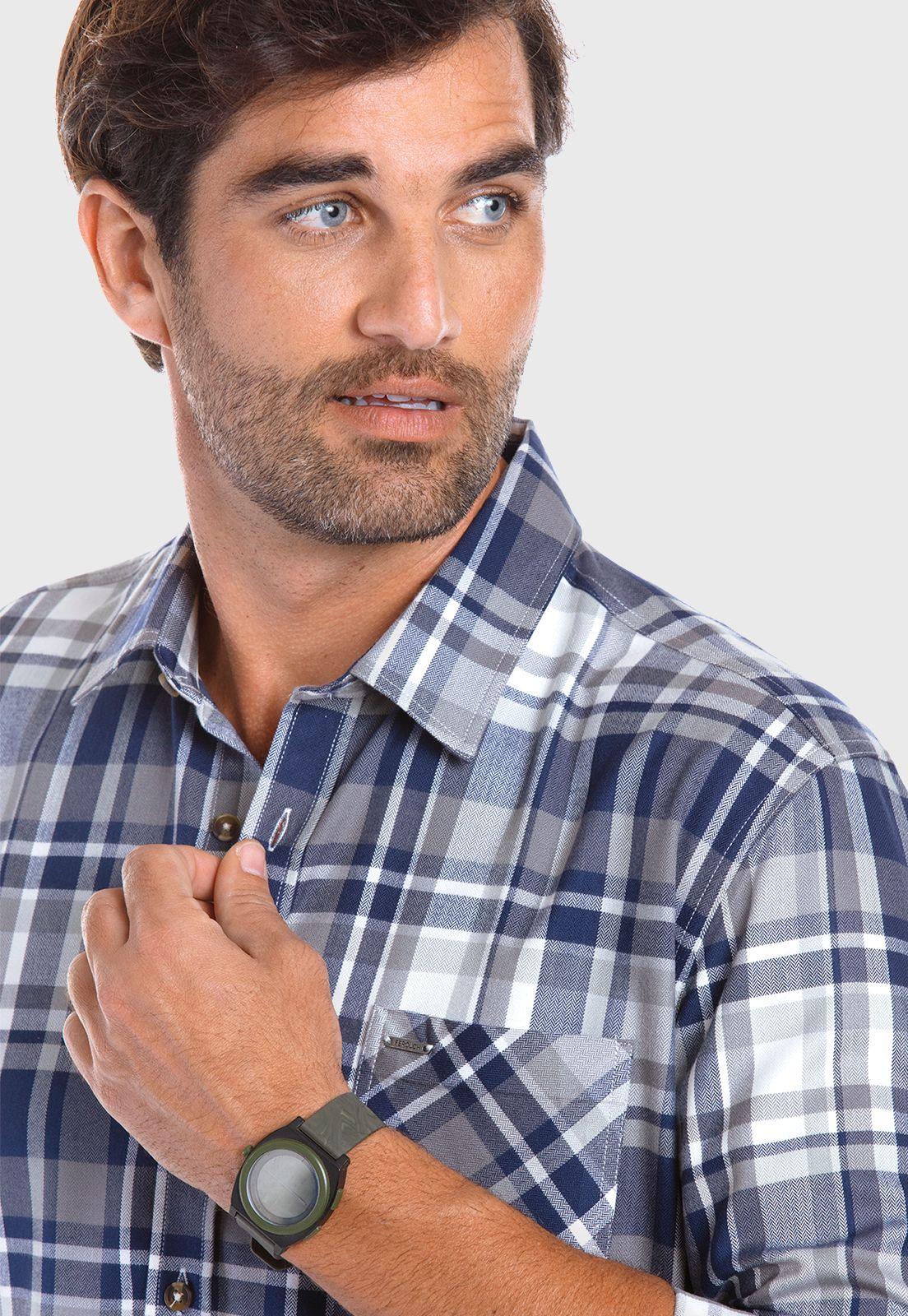 CAMISA CHECKERED DENVER F NAVY-3