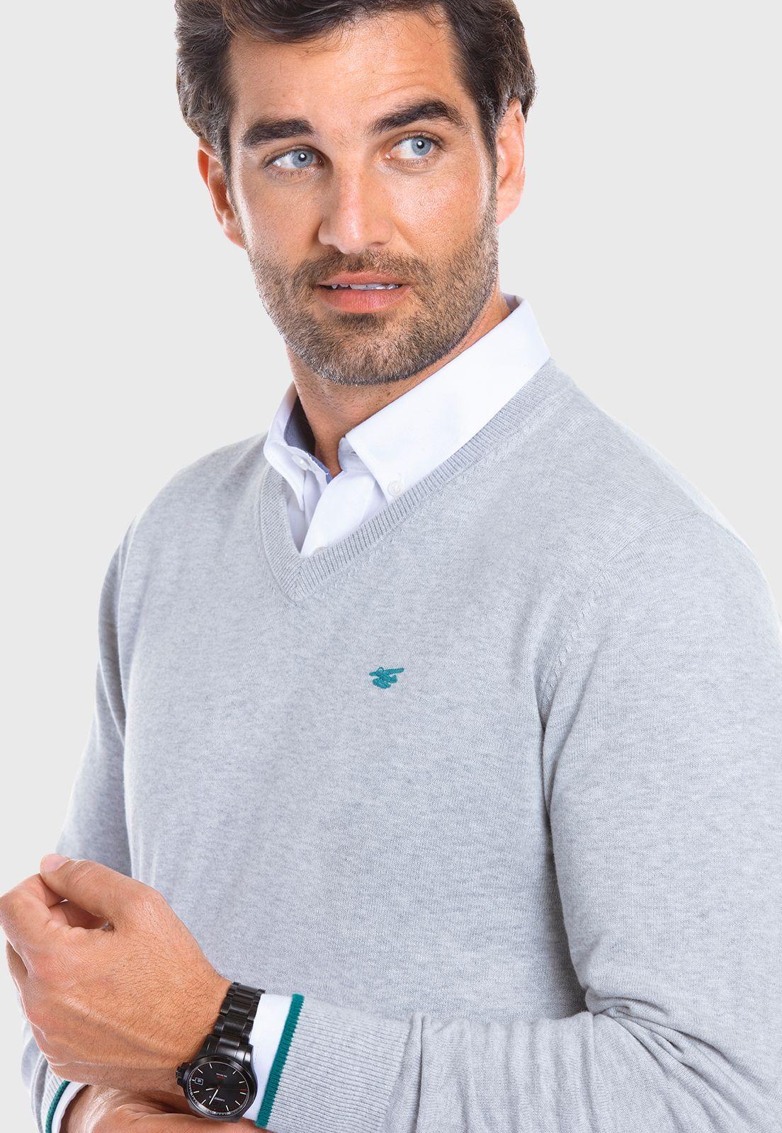Sweater Melange Smart Casual  L/S Grey Melange-3