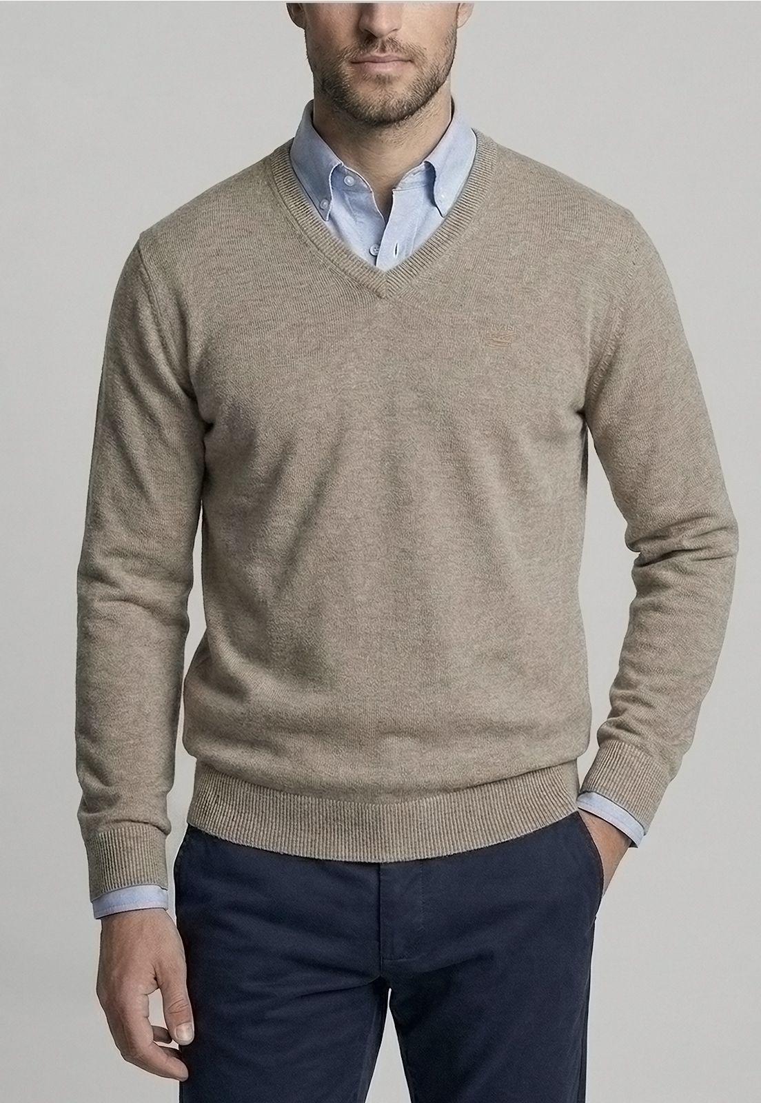 Sweater Atlanta V-Neck Dk Oyster Melange-2