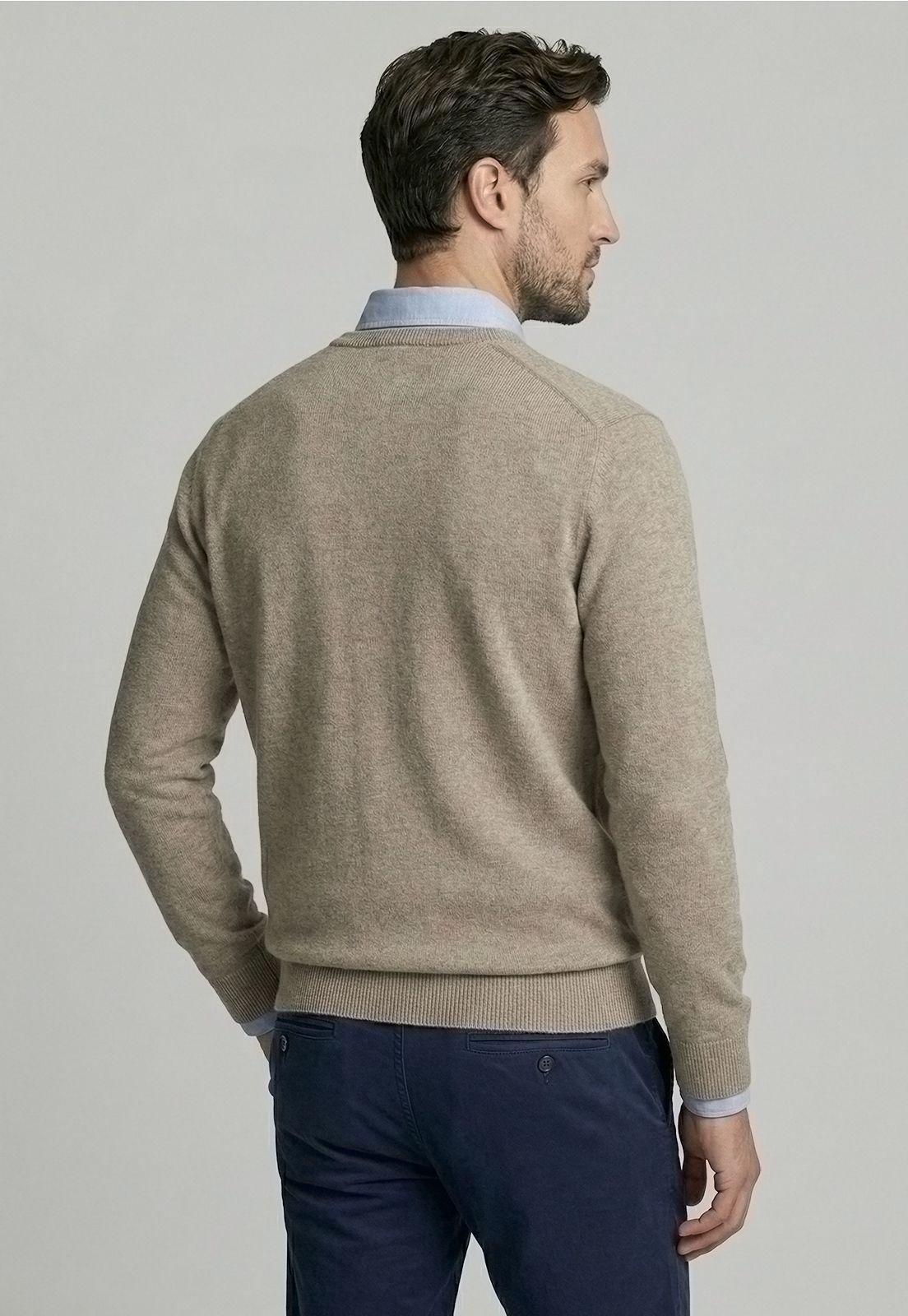 Sweater Atlanta V-Neck Dk Oyster Melange-3