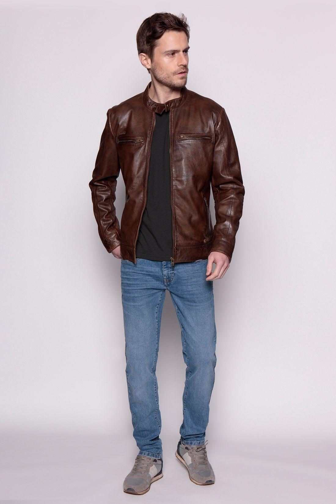 Chaqueta De Cuero Brown Memphis-3