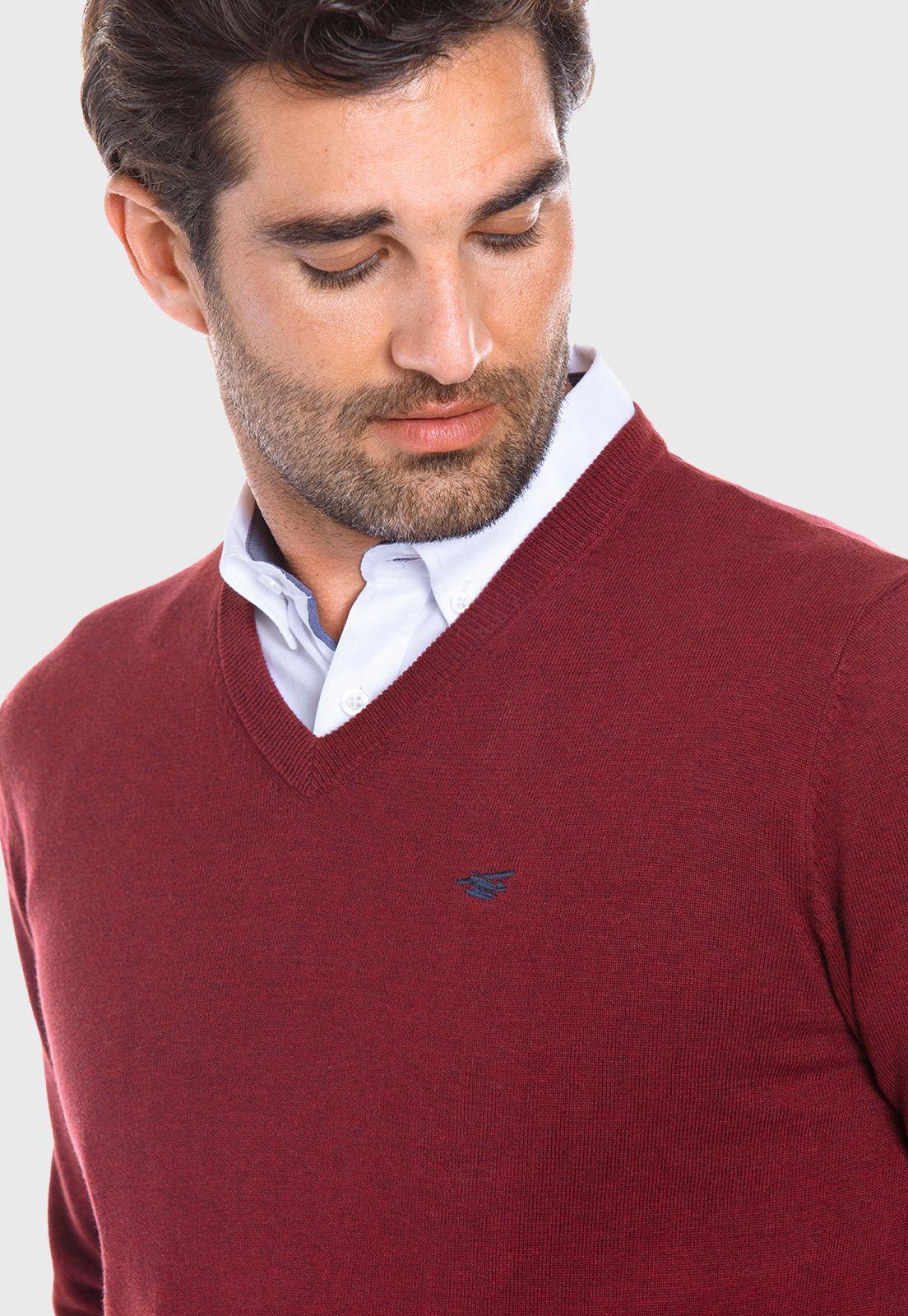 Sweater Melange Smart Casual  L/S Burgundy Melange-3