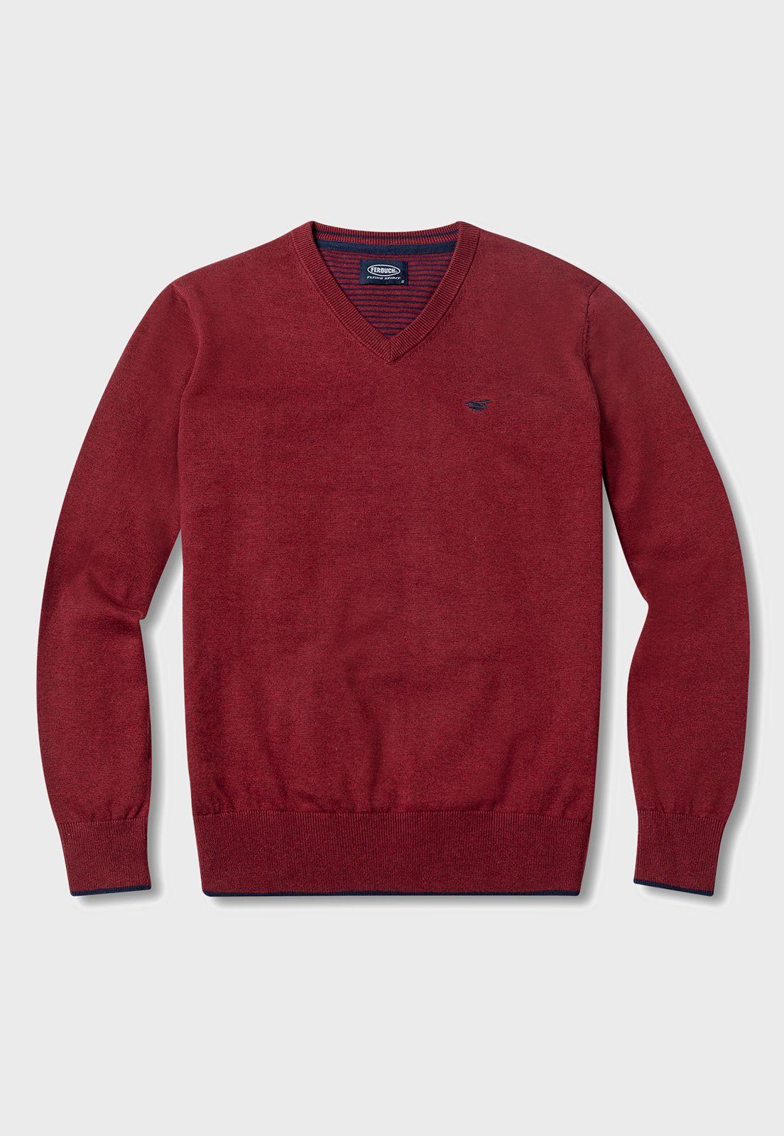 Sweater Melange Smart Casual  L/S Burgundy Melange-4