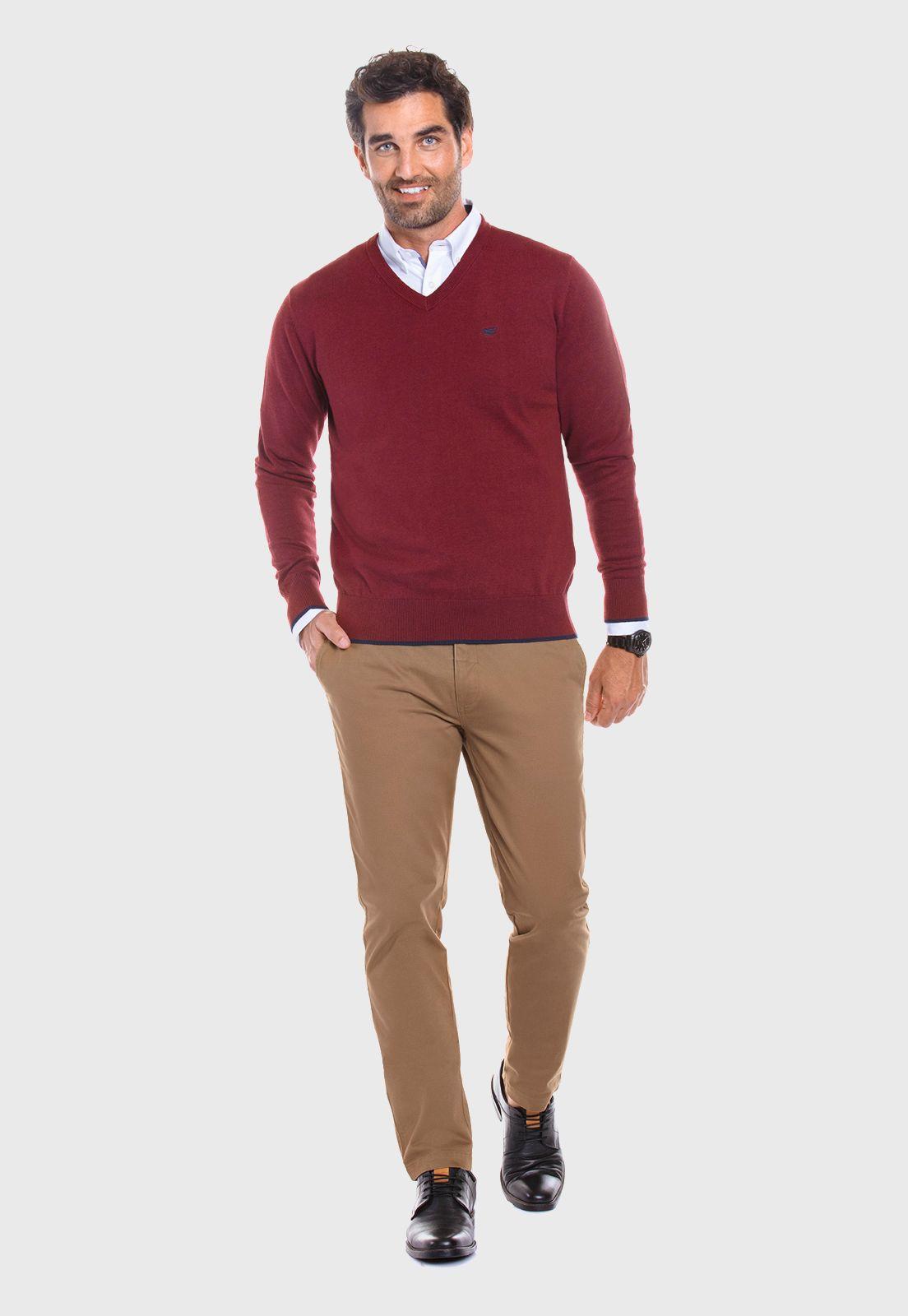 Sweater Melange Smart Casual  L/S Burgundy Melange-1