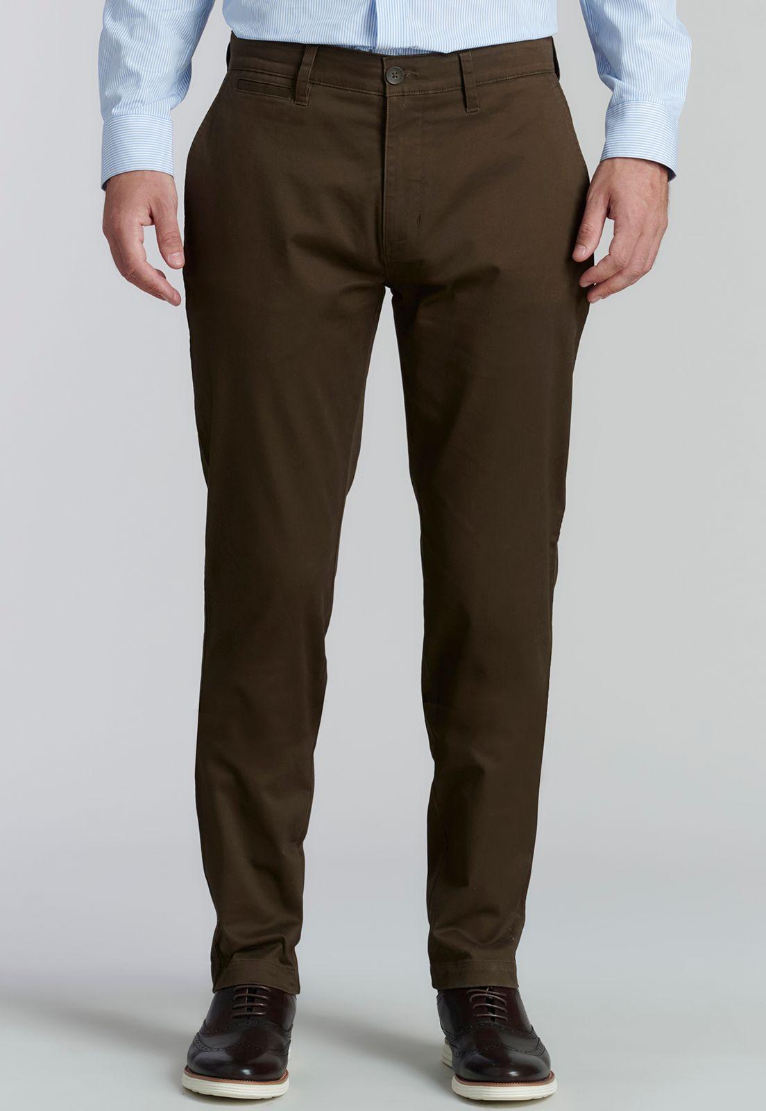 Pantalón Twill Slim /33 Business Brown-0