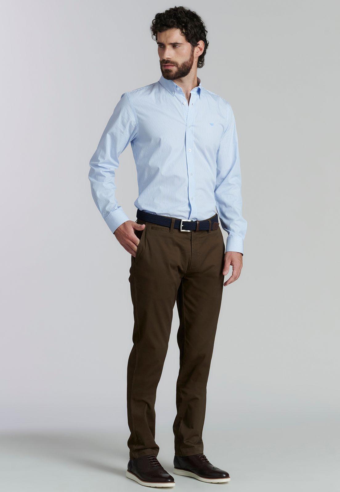 Pantalón Twill Slim /33 Business Brown-1
