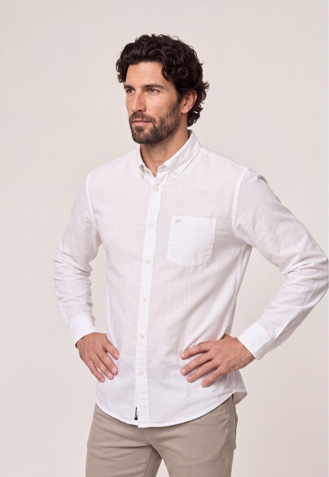 Camisa Sport Lino Melange White-0