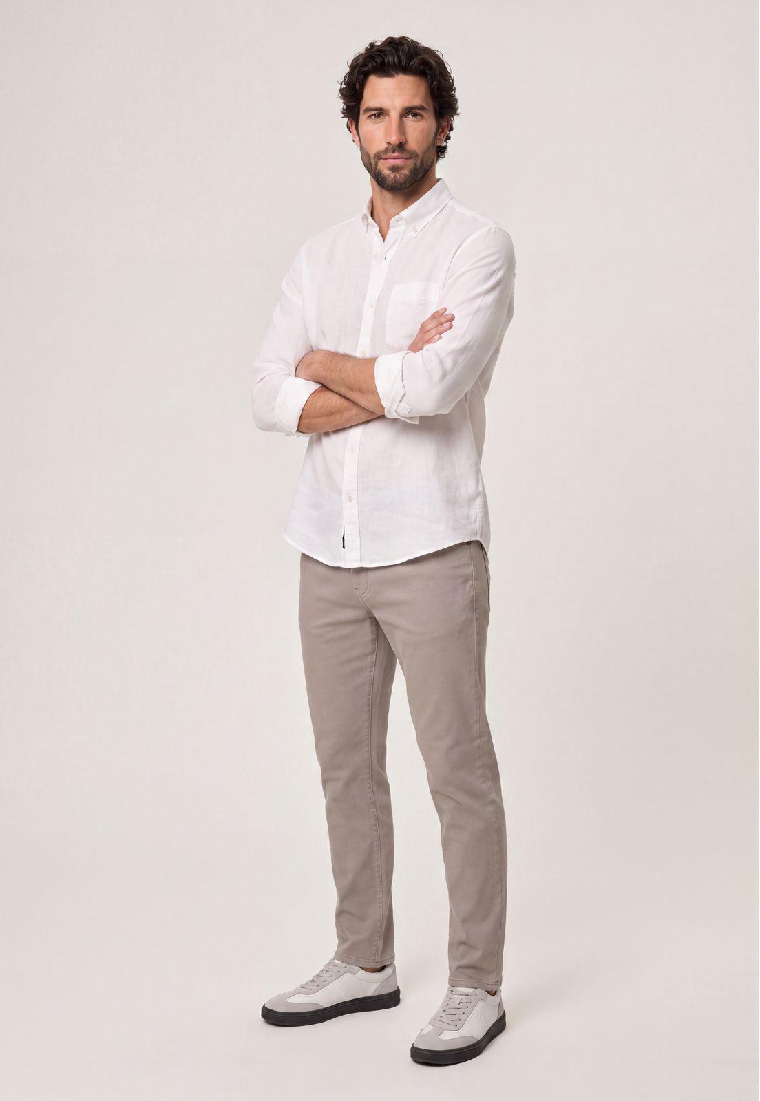Camisa Sport Lino Melange White-1