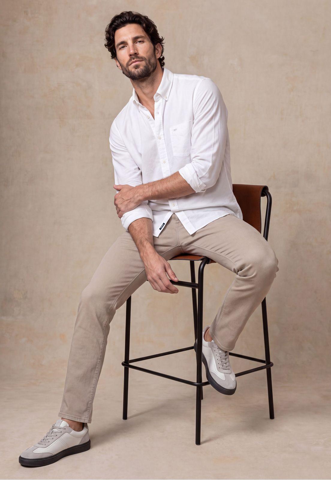 Camisa Sport Lino Melange White-4
