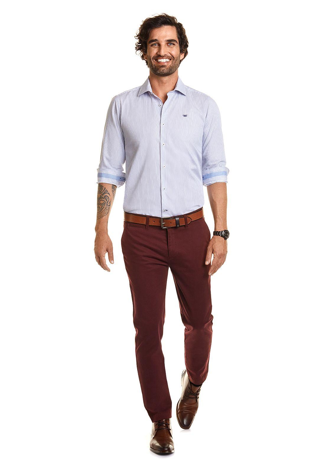 Pantalón Twill Slim L/33 Burgundy Fe-1