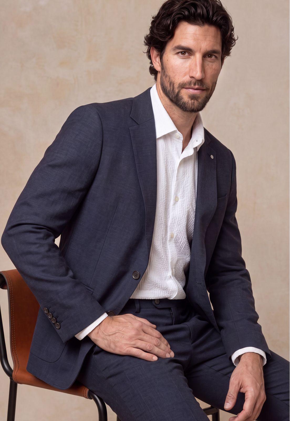 Blazer Suit Lino Coral Way Navy-4