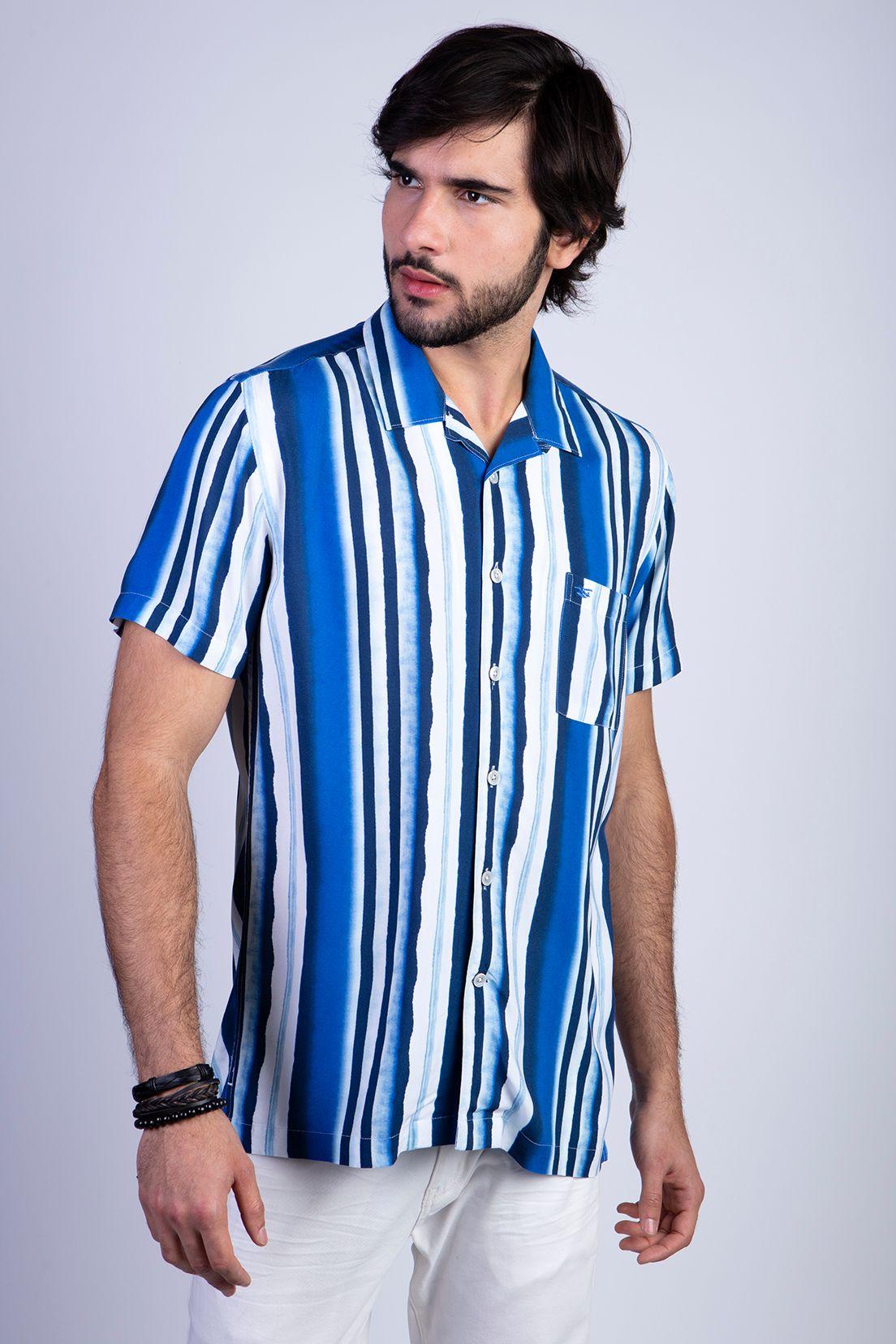 Camisa Estampada Aqua F Blue-0