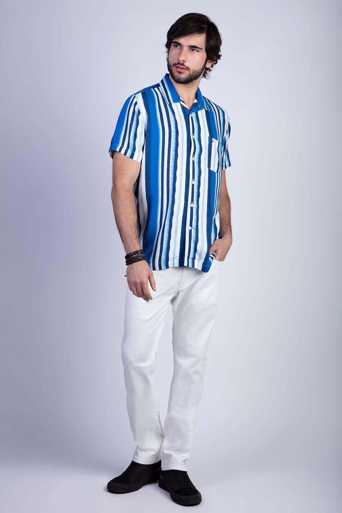 Camisa Estampada Aqua F Blue-2