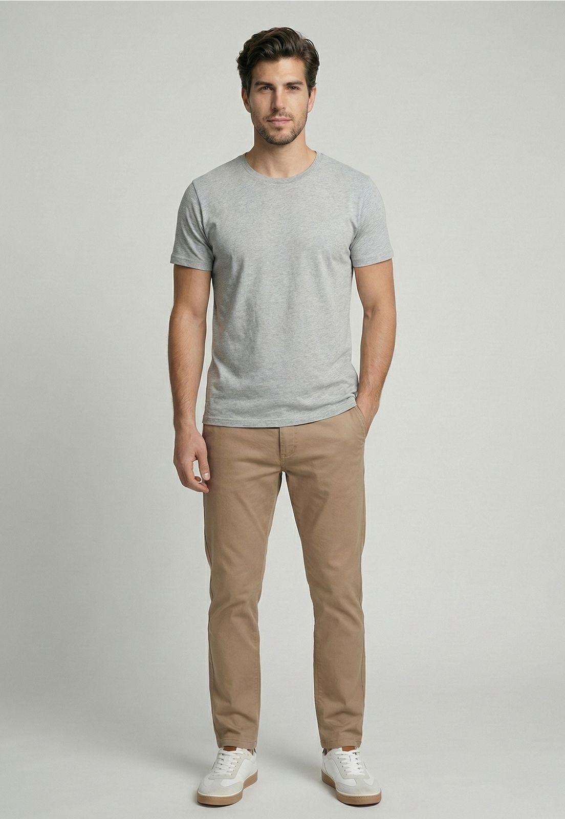 Pantalón Twill Without Pleats L/33 Khaki-1