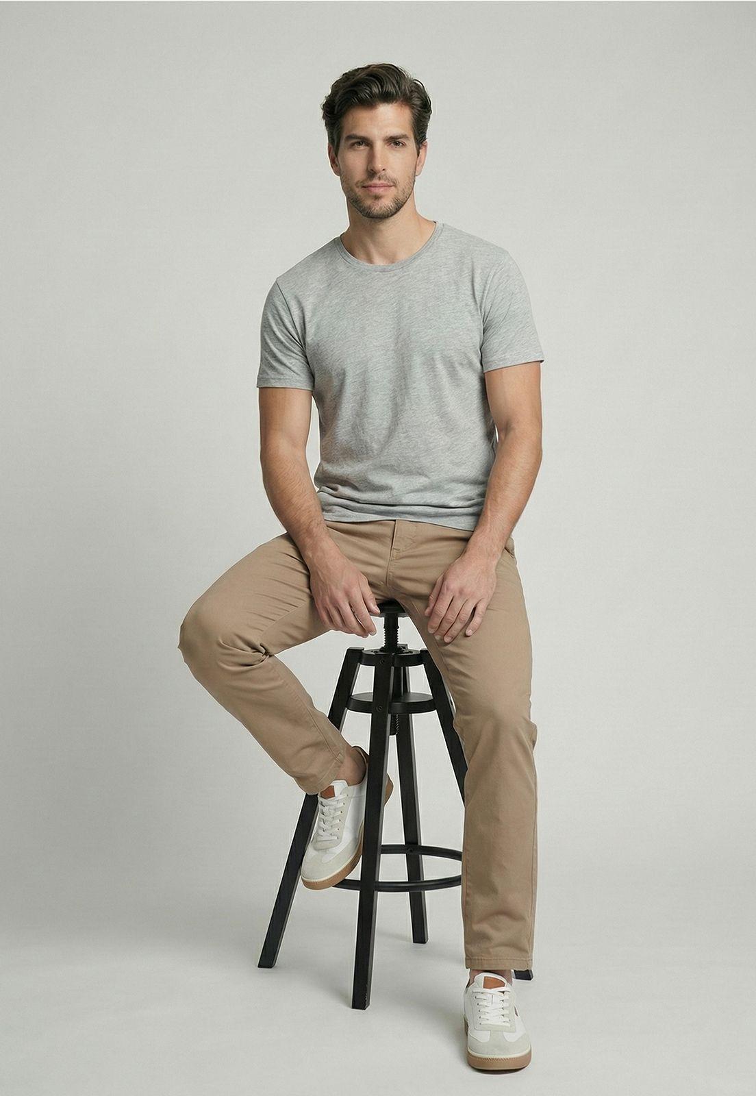 Pantalón Twill Without Pleats L/33 Khaki-4