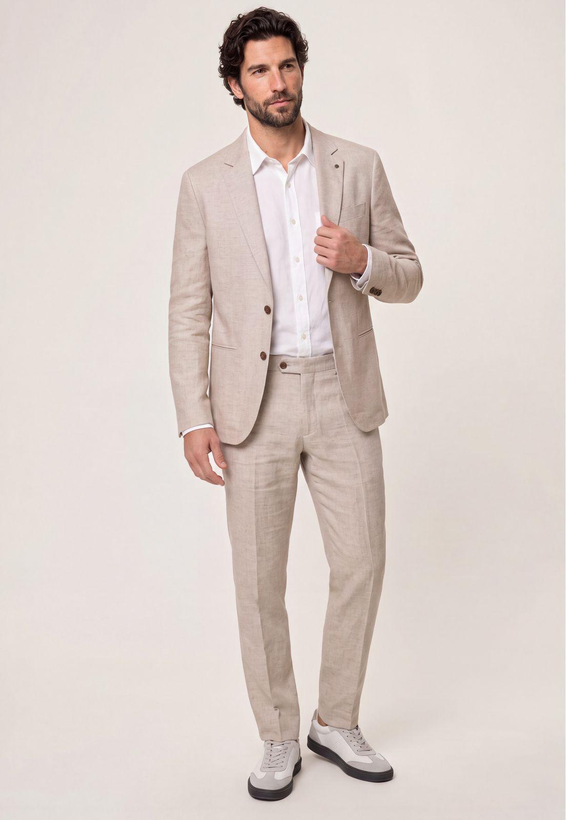 Blazer Suit Lino Coral Way Sand-1
