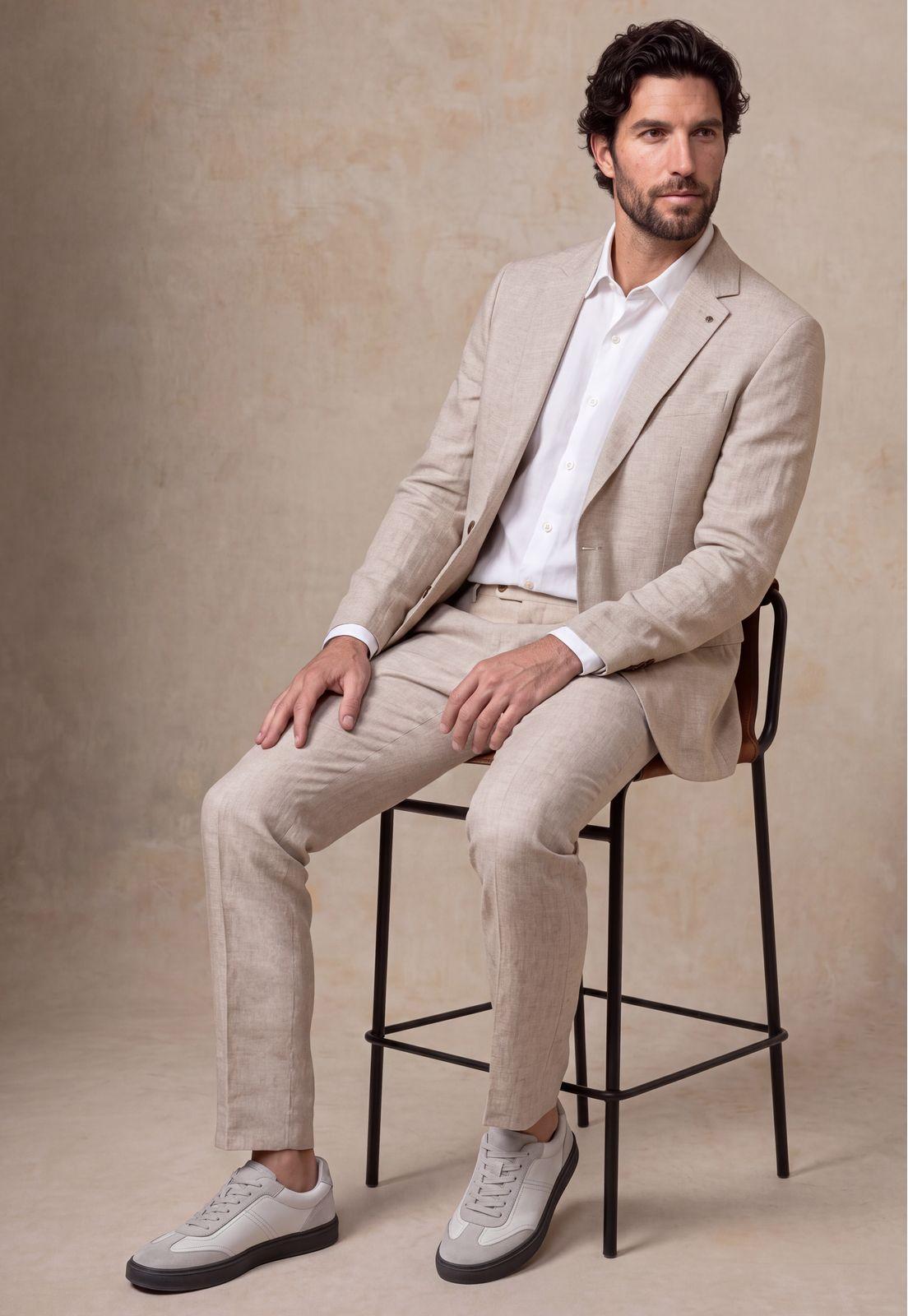 Blazer Suit Lino Coral Way Sand-4
