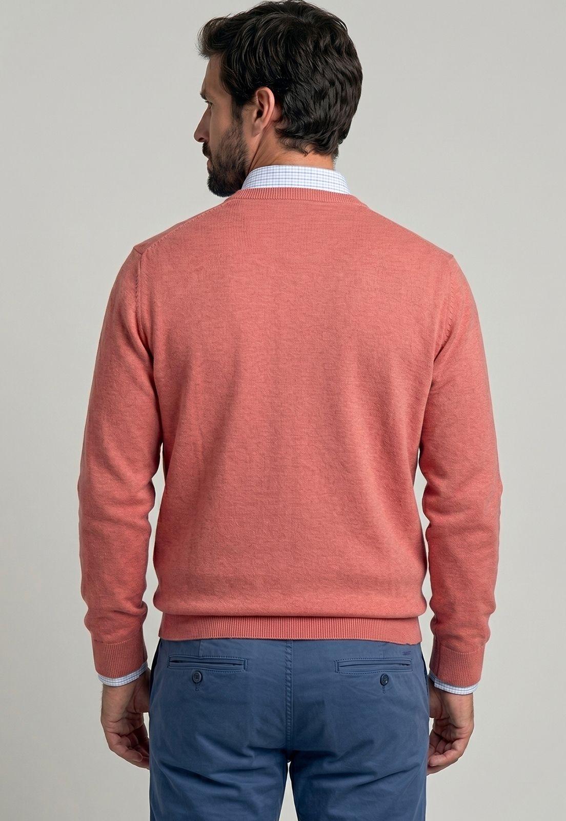 Sweater Atlanta V-Neck Melange Coral Melang-2
