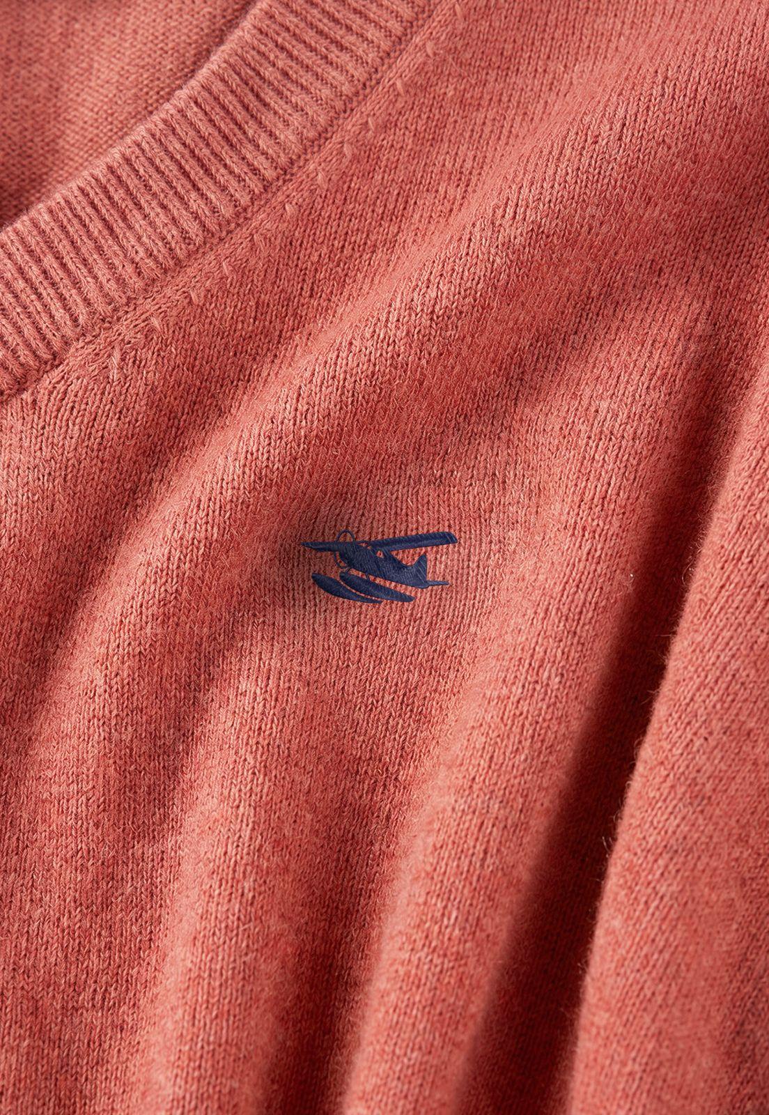 Sweater Atlanta V-Neck Melange Coral Melang-3