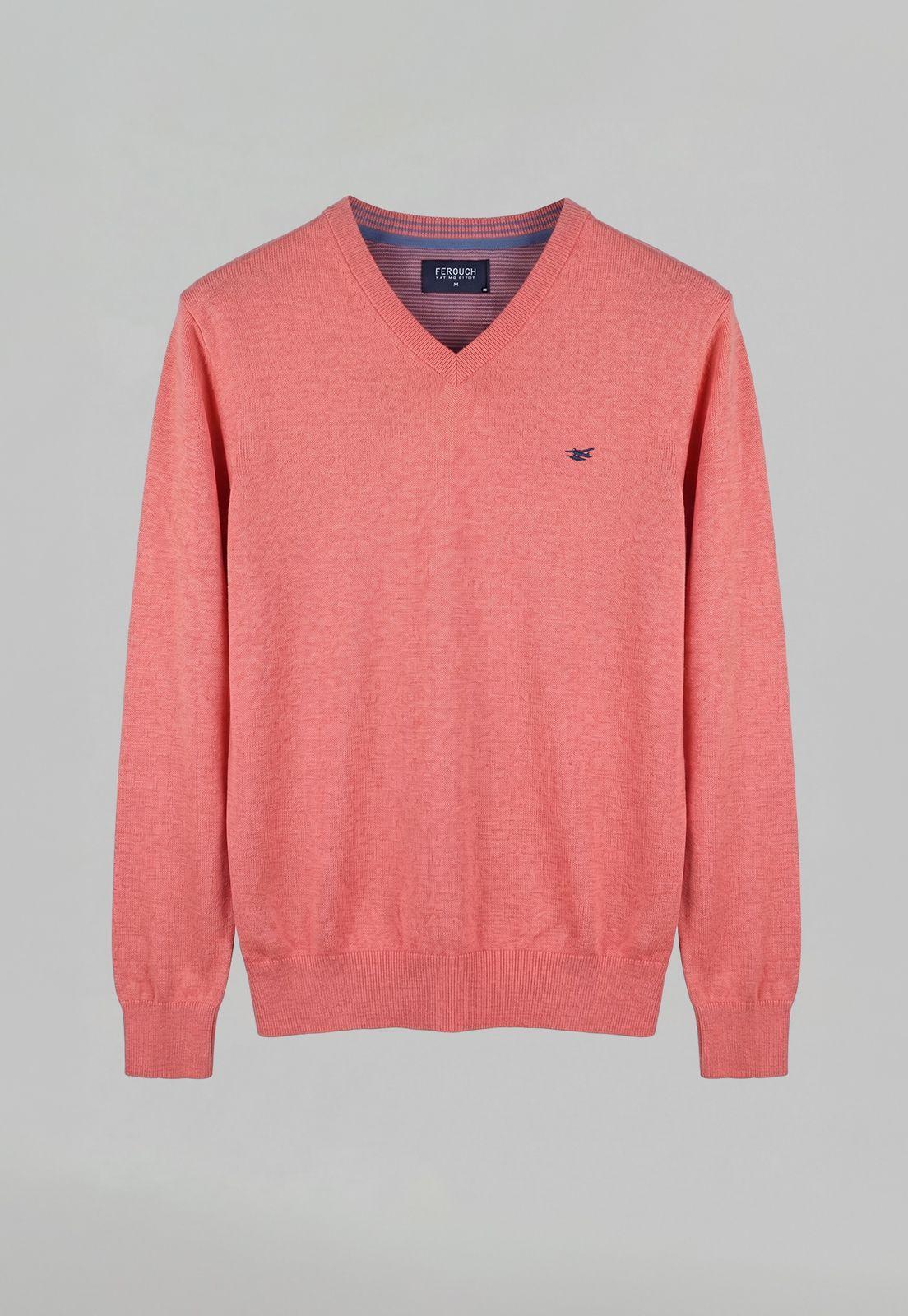 Sweater Atlanta V-Neck Melange Coral Melang-4
