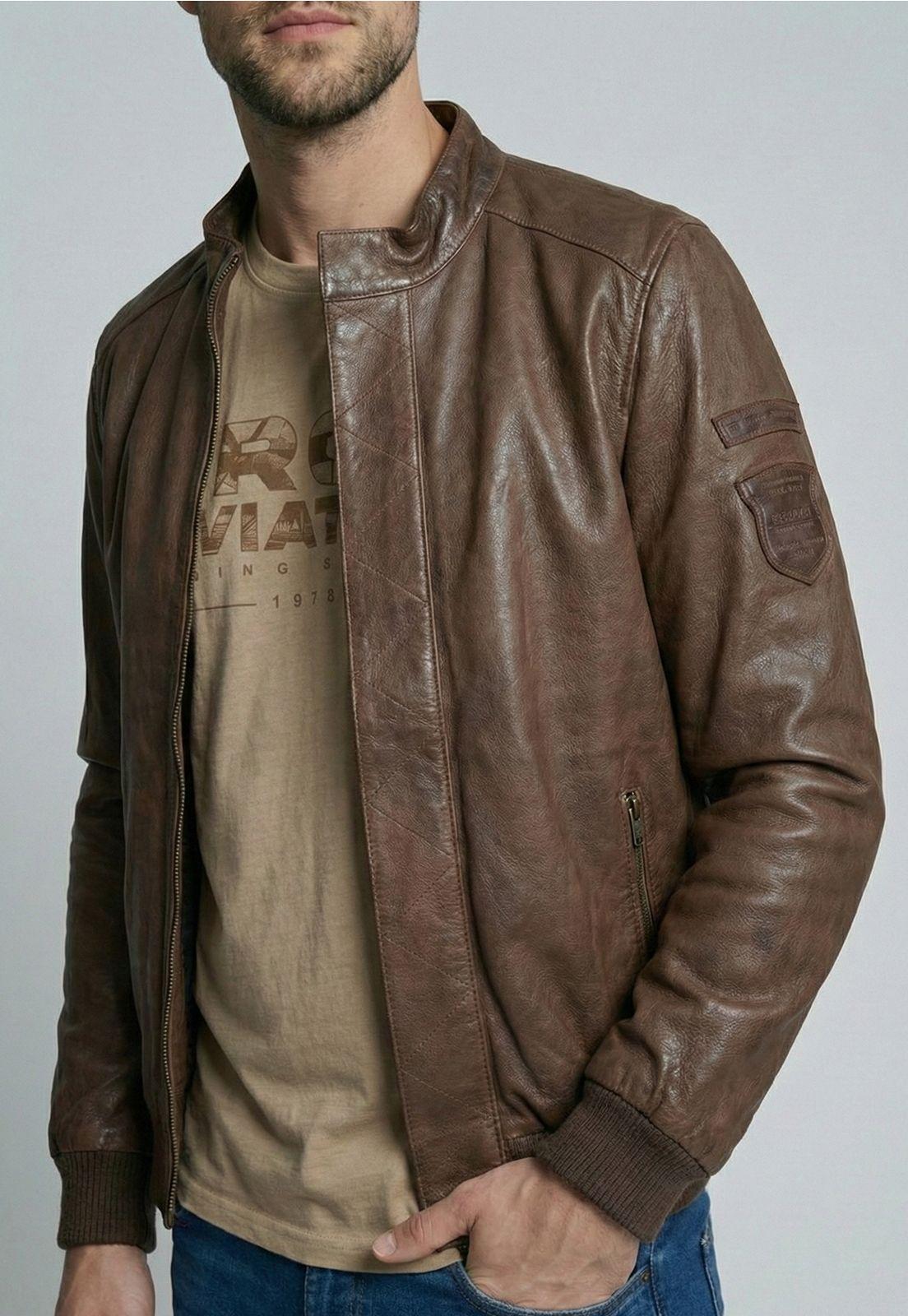 Chaqueta De Cuero Baltimore Dk Camel-2