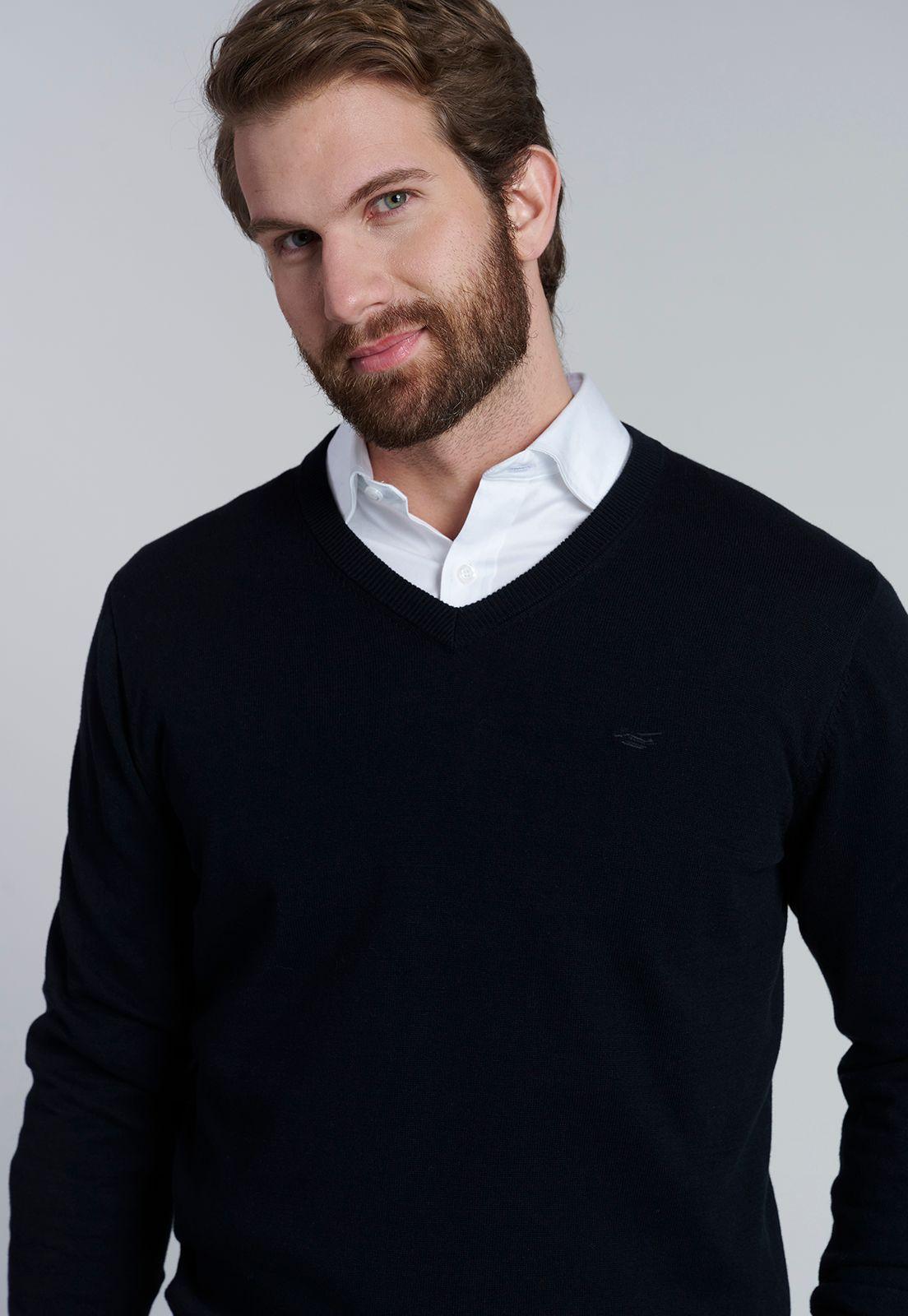 Sweater V Neck Solido F Black-2