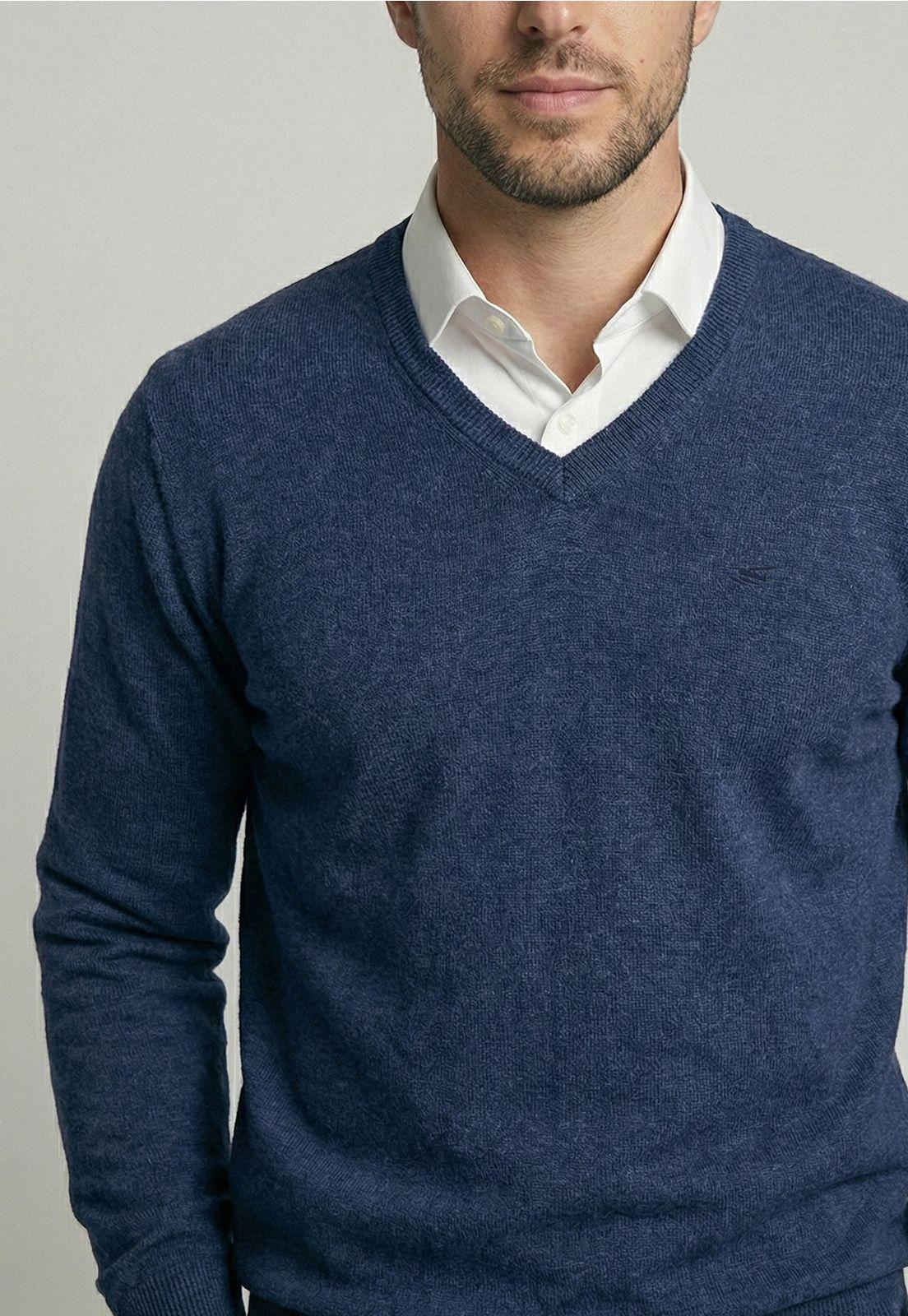 Sweater Atlanta V-Neck Indigo Melange-2