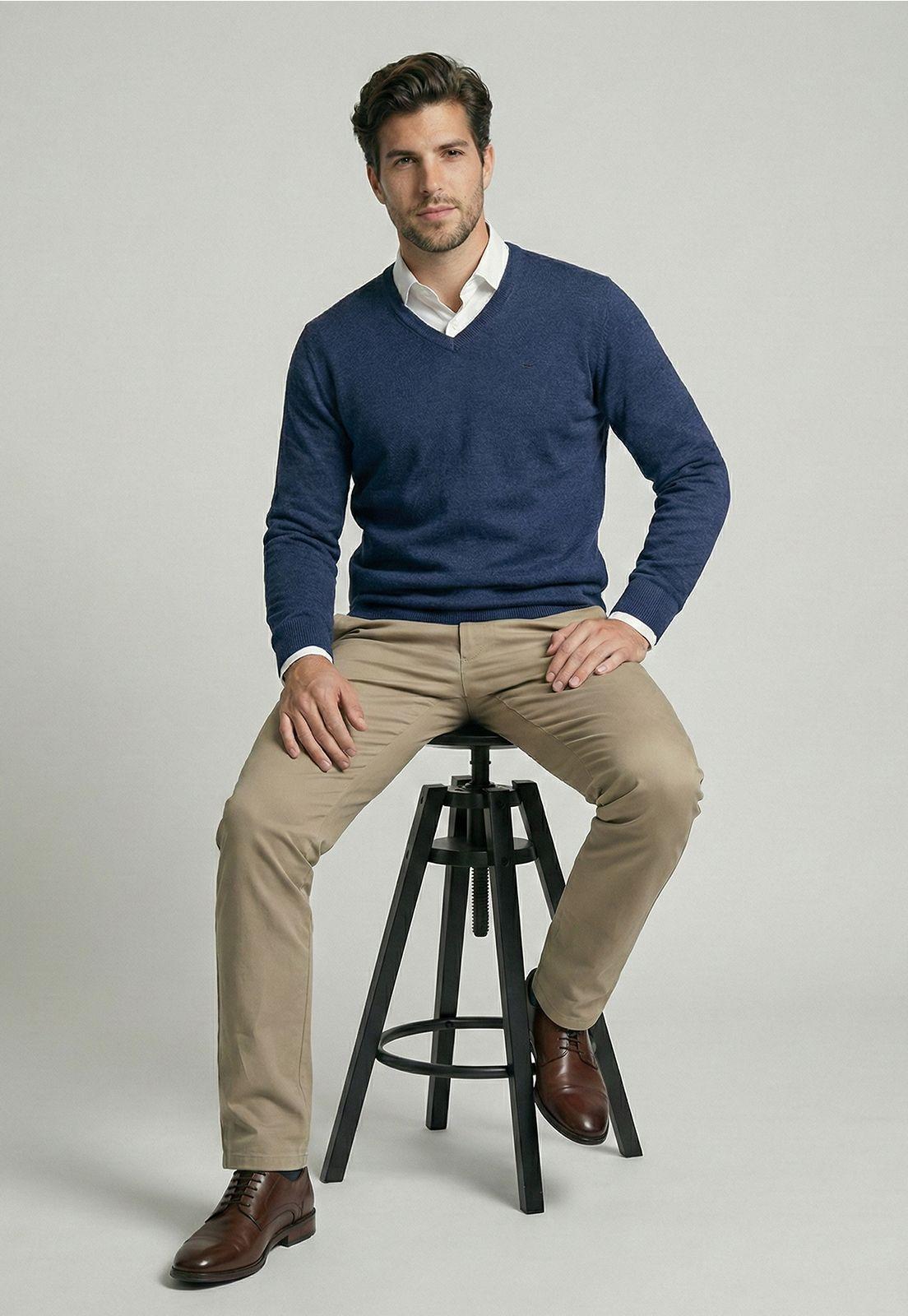 Sweater Atlanta V-Neck Indigo Melange-4