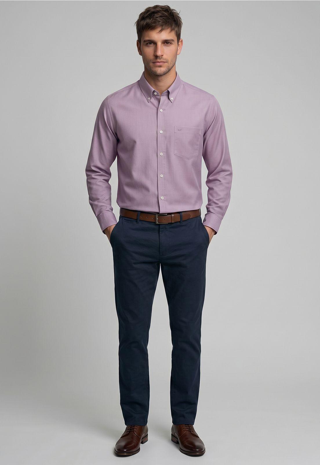 Camisa Oxford Smart Casual Pink-1